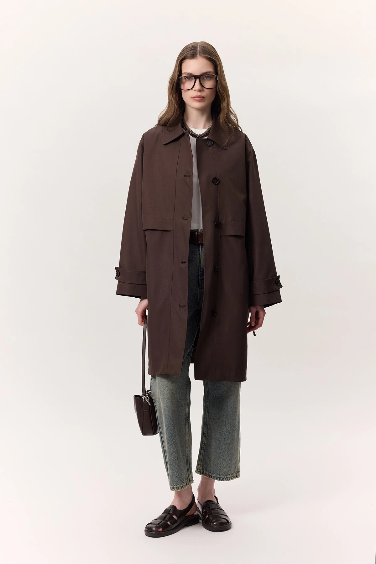 WAIST ADJUSTABLE TRENCH COAT CHOCOLATE