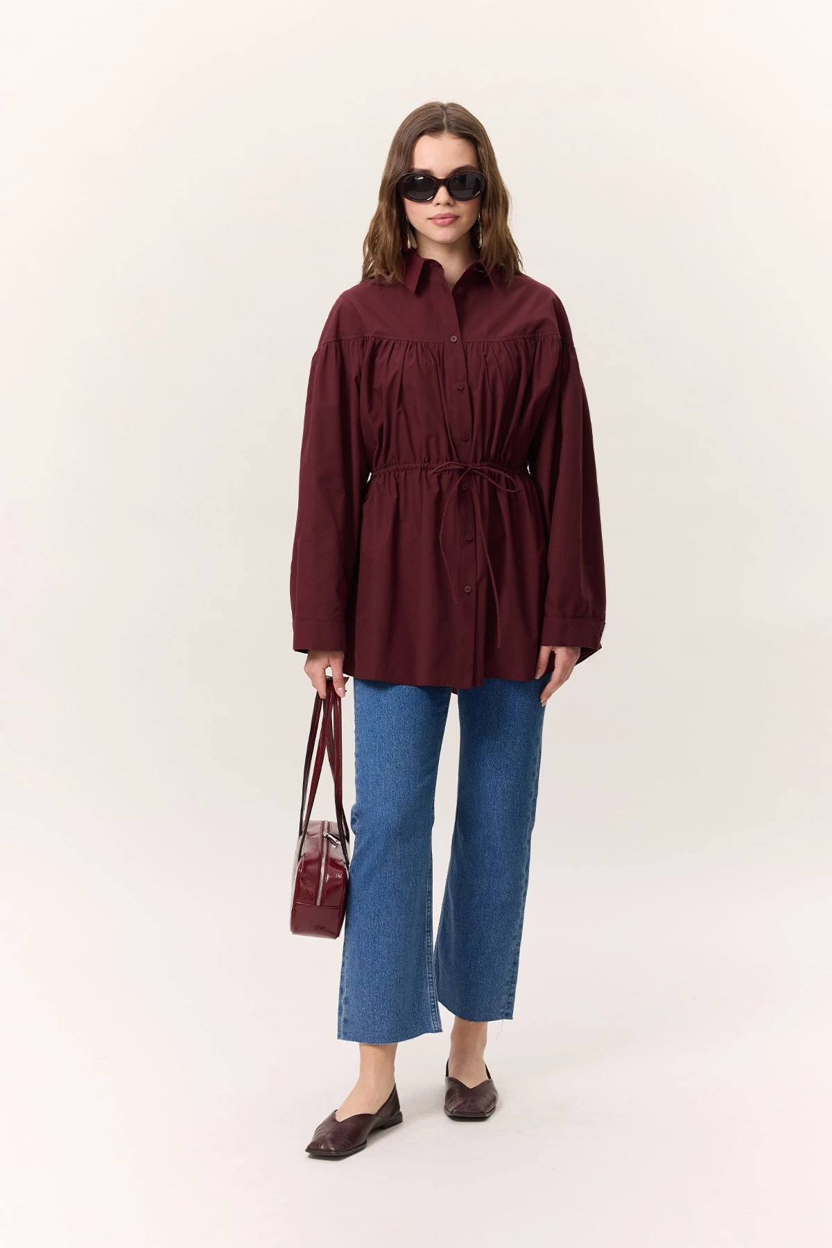 DRESSING DETAILED TUNIC CLARET RED