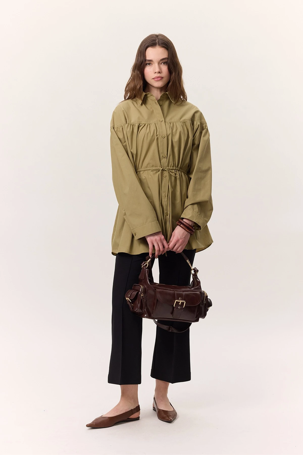 DRESSING DETAIL TUNIC OIL GREEN