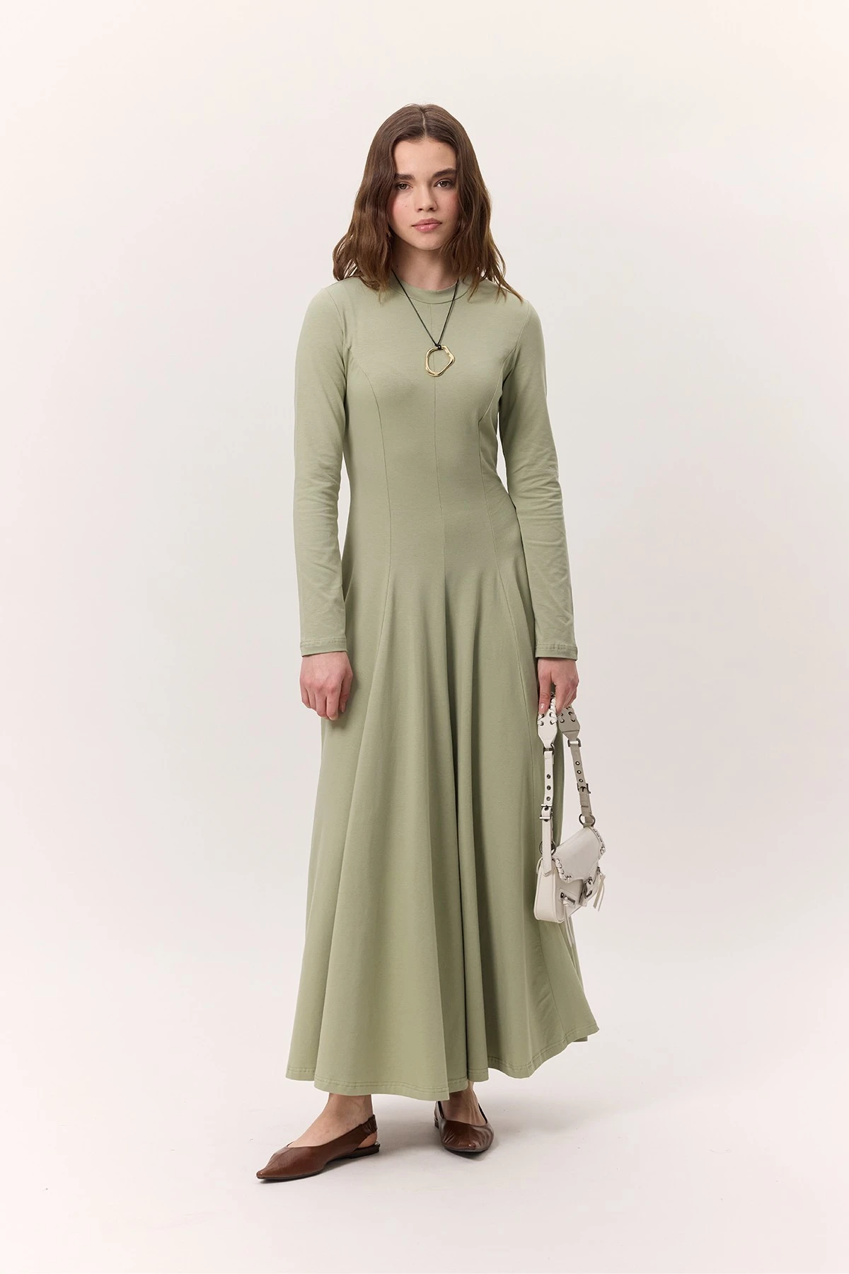 CUP LONG SLEEVE DRESS GREEN CUP LONG SLEEVE DRESS GREEN