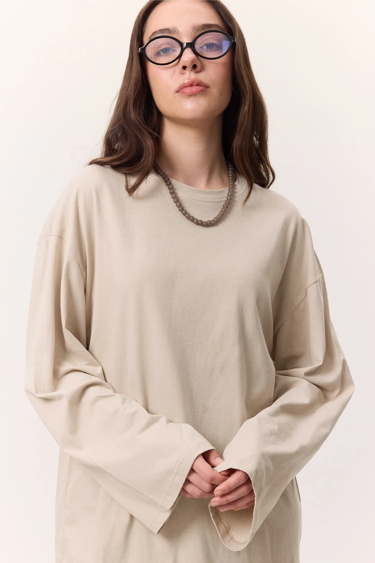WIDE SLEEVE OVERSIZED T-SHIRT STONE WIDE SLEEVE OVERSIZED T-SHIRT STONE
