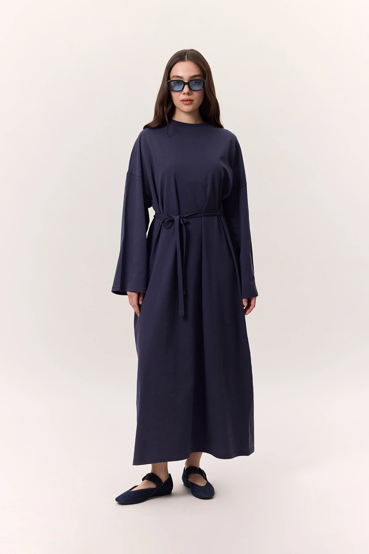 OVERSIZE LONG COMFORTABLE DRESS NAVY BLUE OVERSIZE LONG COMFORTABLE DRESS NAVY BLUE
