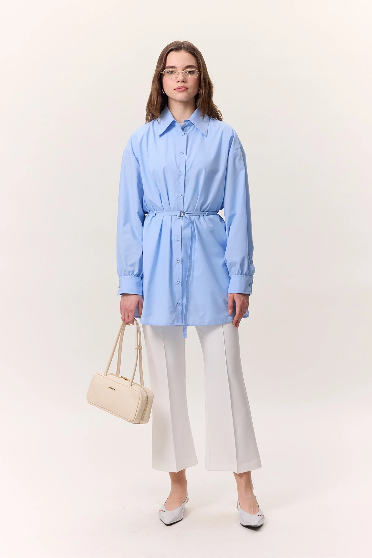 KEMER DETAYLI TUNİK MAVİ