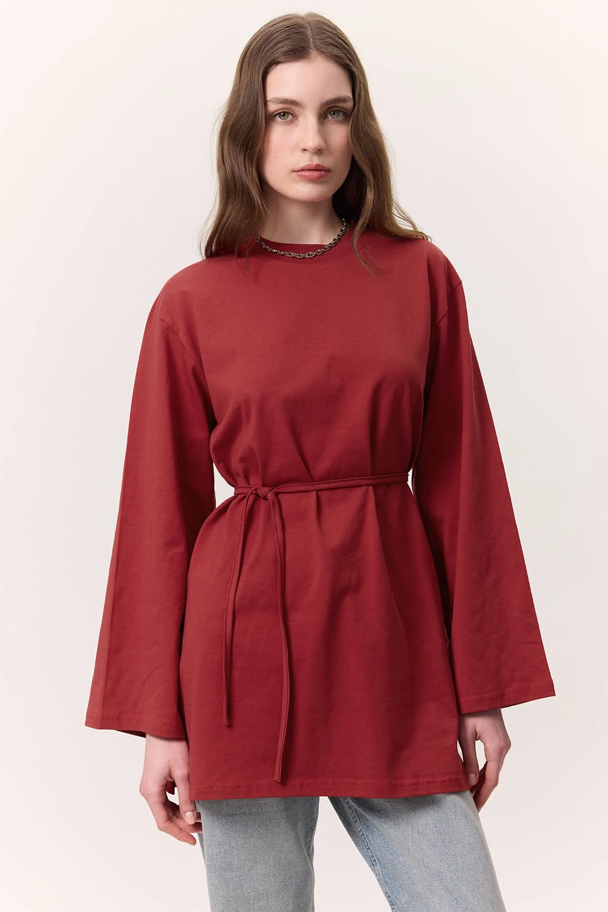 OVERSIZE TSHIRT WITH BINDING DETAILS RED OVERSIZE TSHIRT WITH BINDING DETAILS RED