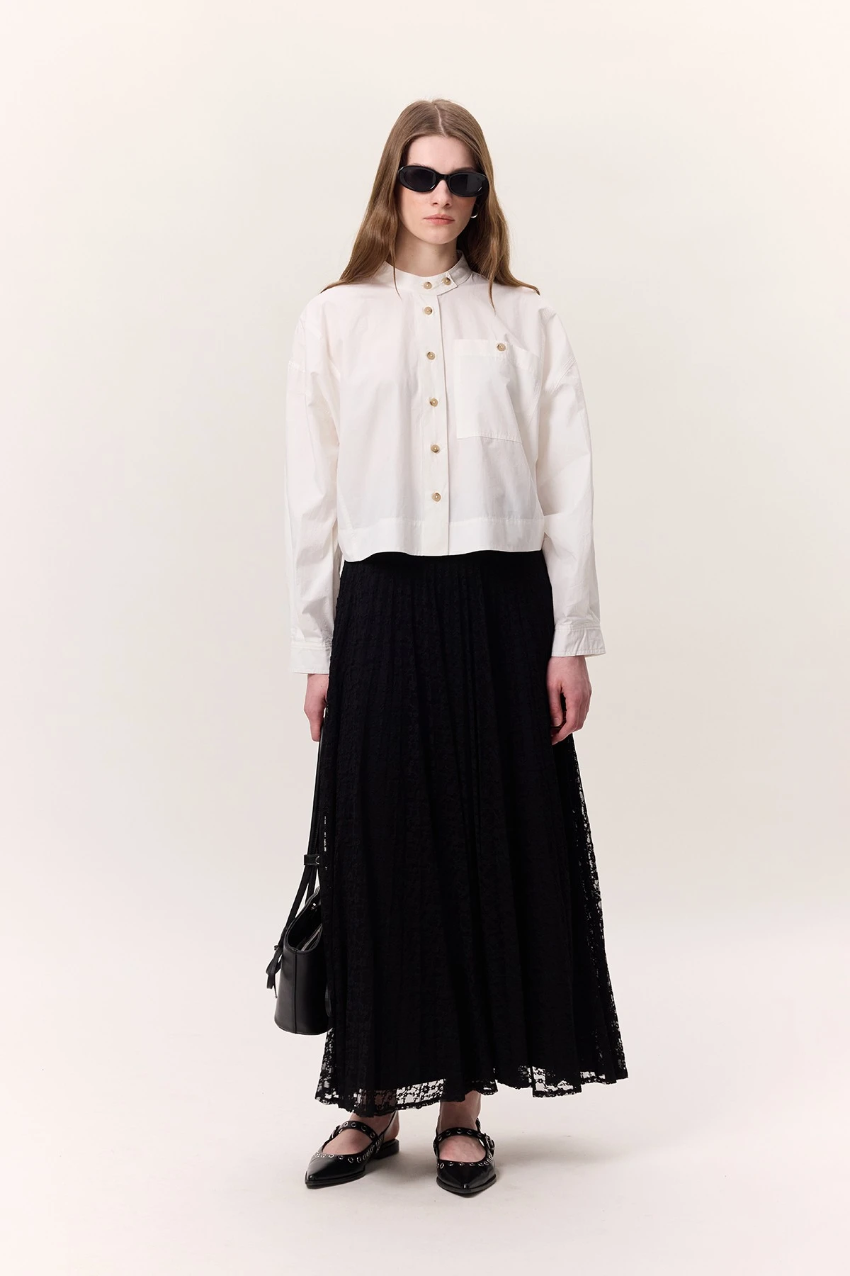 DANTEL PİLİSELİ ETEK SİYAH