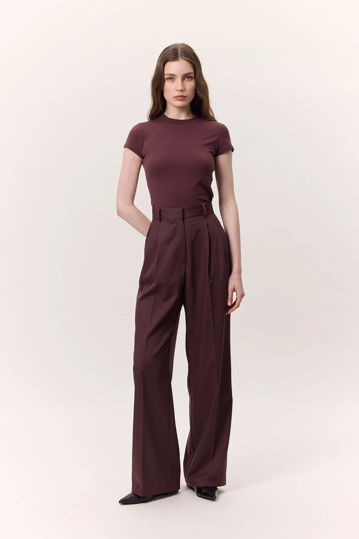 GENİŞ PAÇALI PALAZZO PANTOLON BORDO