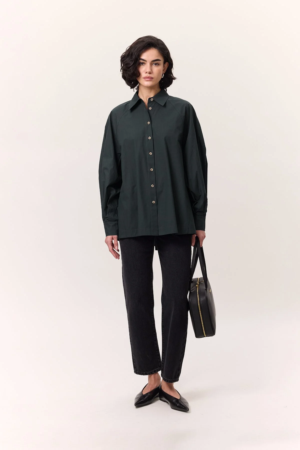 GENİŞ KOL DETAYLI GÖMLEK LACİVERT