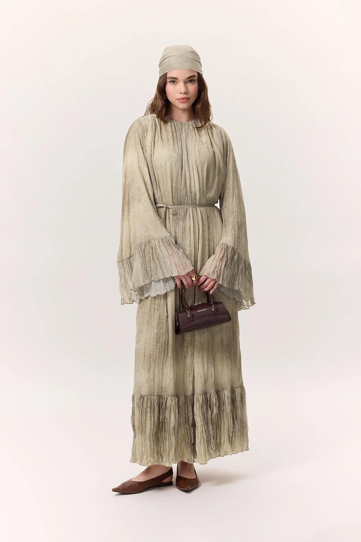 DESENLİ CRUSHLI KATLI ELBİSE RUBY