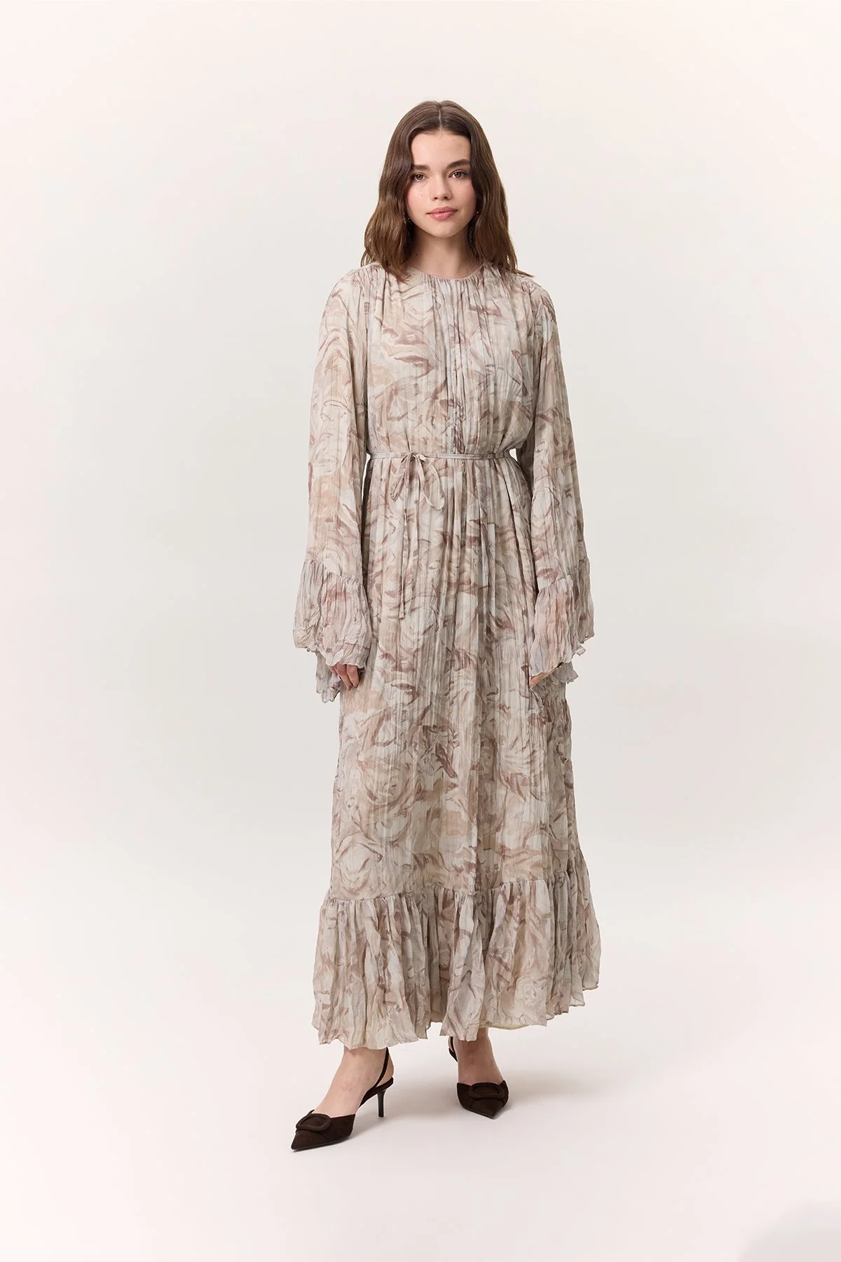 DESENLİ CRUSHLI KATLI ELBİSE SOPHIA SOMON