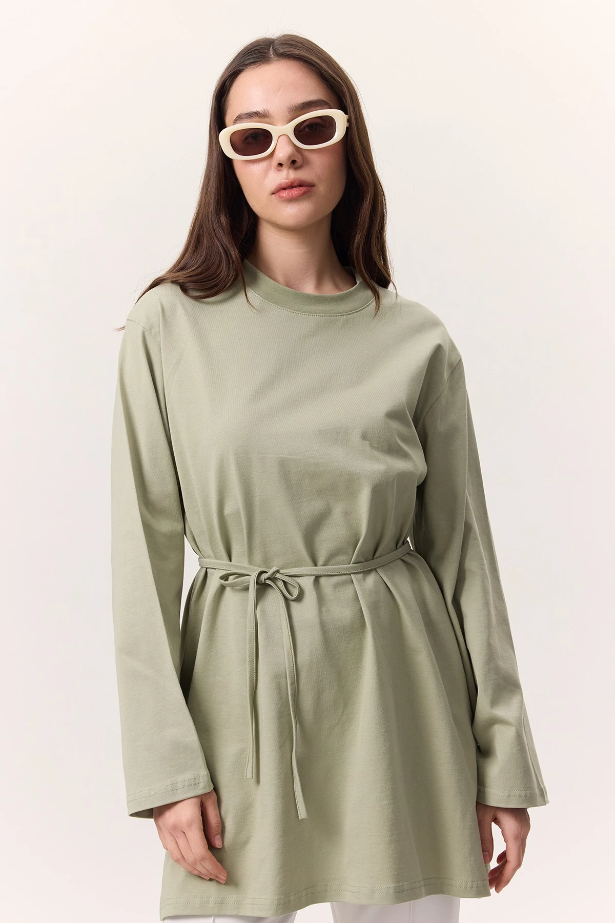 OVERSIZE TSHIRT WITH BINDING DETAILS ALMOND OVERSIZE TSHIRT WITH BINDING DETAILS ALMOND