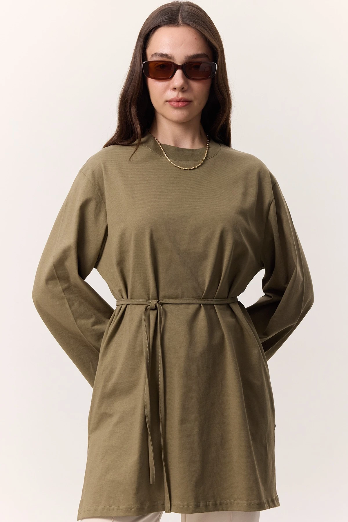 OVERSIZE TSHIRT KHAKI WITH BINDING DETAILS OVERSIZE TSHIRT KHAKI WITH BINDING DETAILS