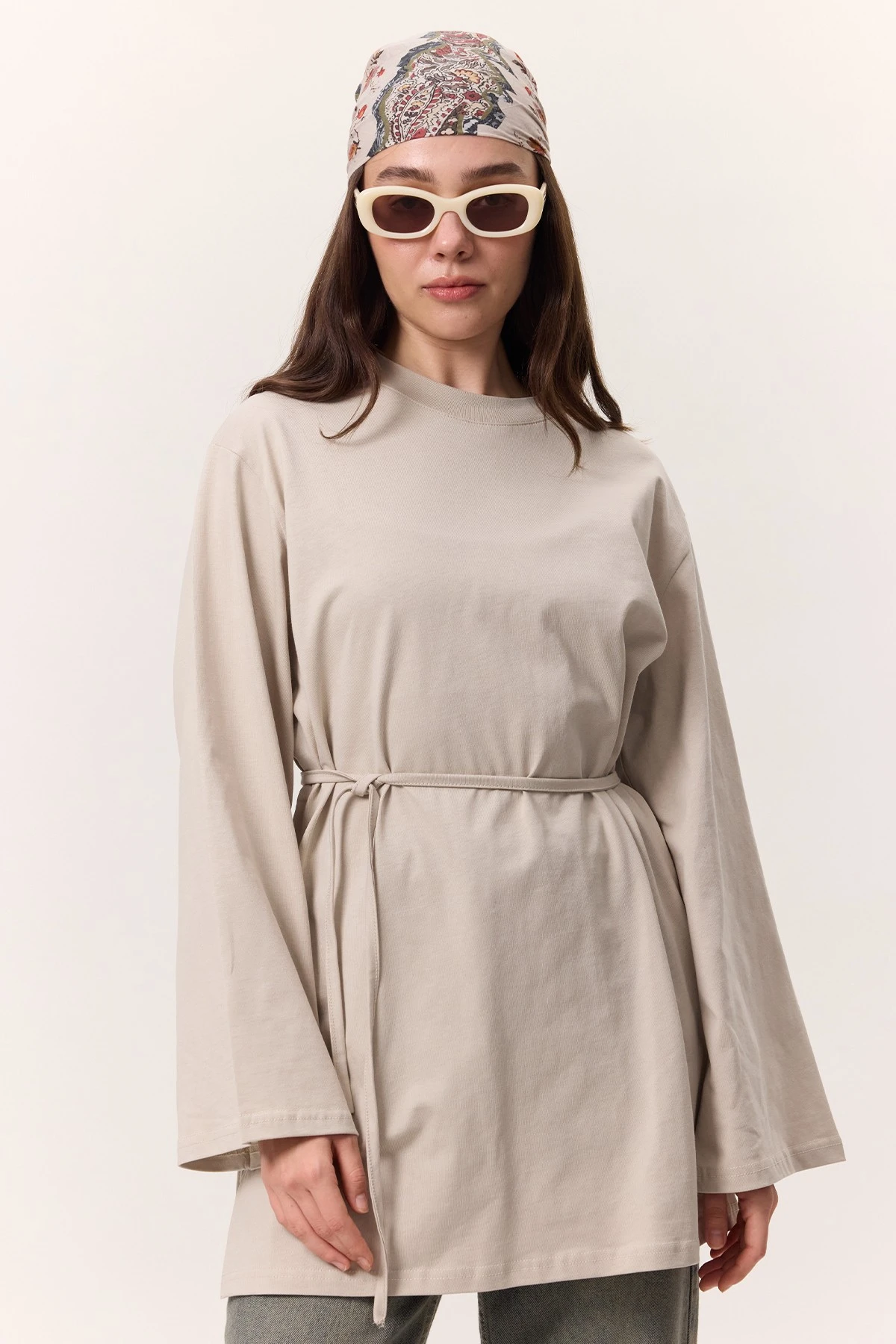 OVERSIZE TSHIRT WITH BINDING DETAILS STONE OVERSIZE TSHIRT WITH BINDING DETAILS STONE