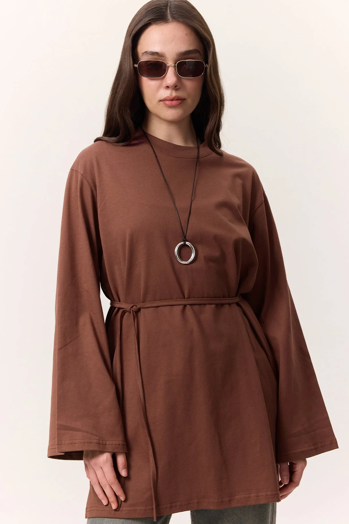 OVERSIZE TSHIRT TREE BARK WITH TIE DETAIL OVERSIZE TSHIRT TREE BARK WITH TIE DETAIL