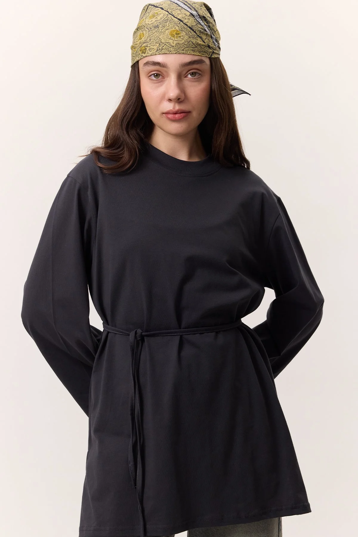 OVERSIZE TSHIRT WITH BINDING DETAIL ANTHRACITE OVERSIZE TSHIRT WITH BINDING DETAIL ANTHRACITE