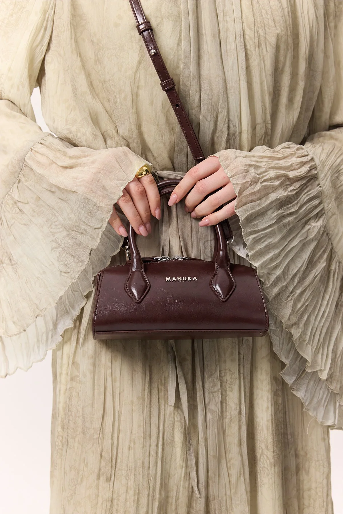 DERİ POLO MİNİ ÇANTA KAHVERENGİ