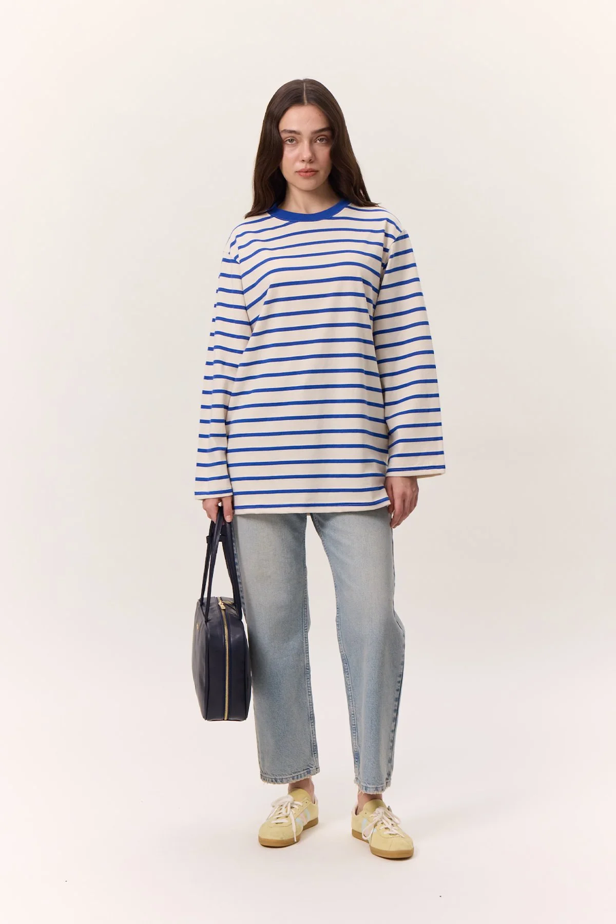 STRIPED LONG OVERSIZE TSHIRT BLUE