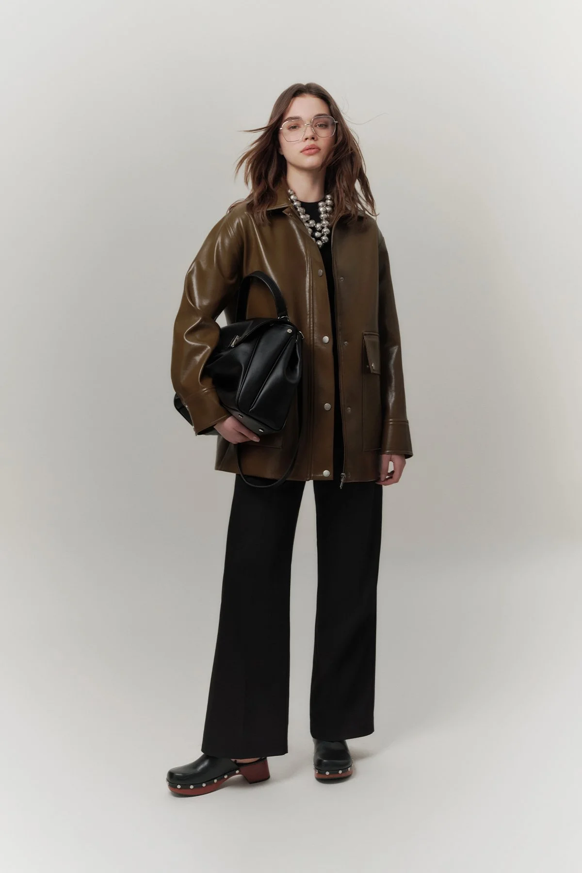 HALSEY DOKULU DERİ CEKET YEŞİL