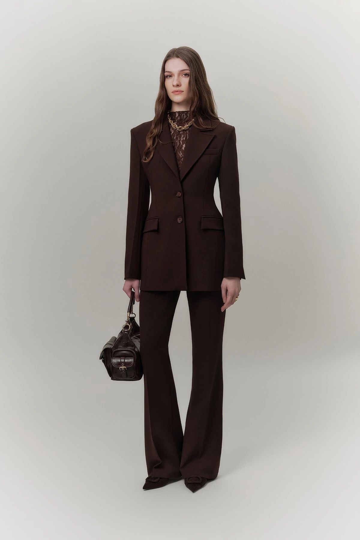 PREMIUM FLARE LEG FIT PANTS BROWN | Manuka