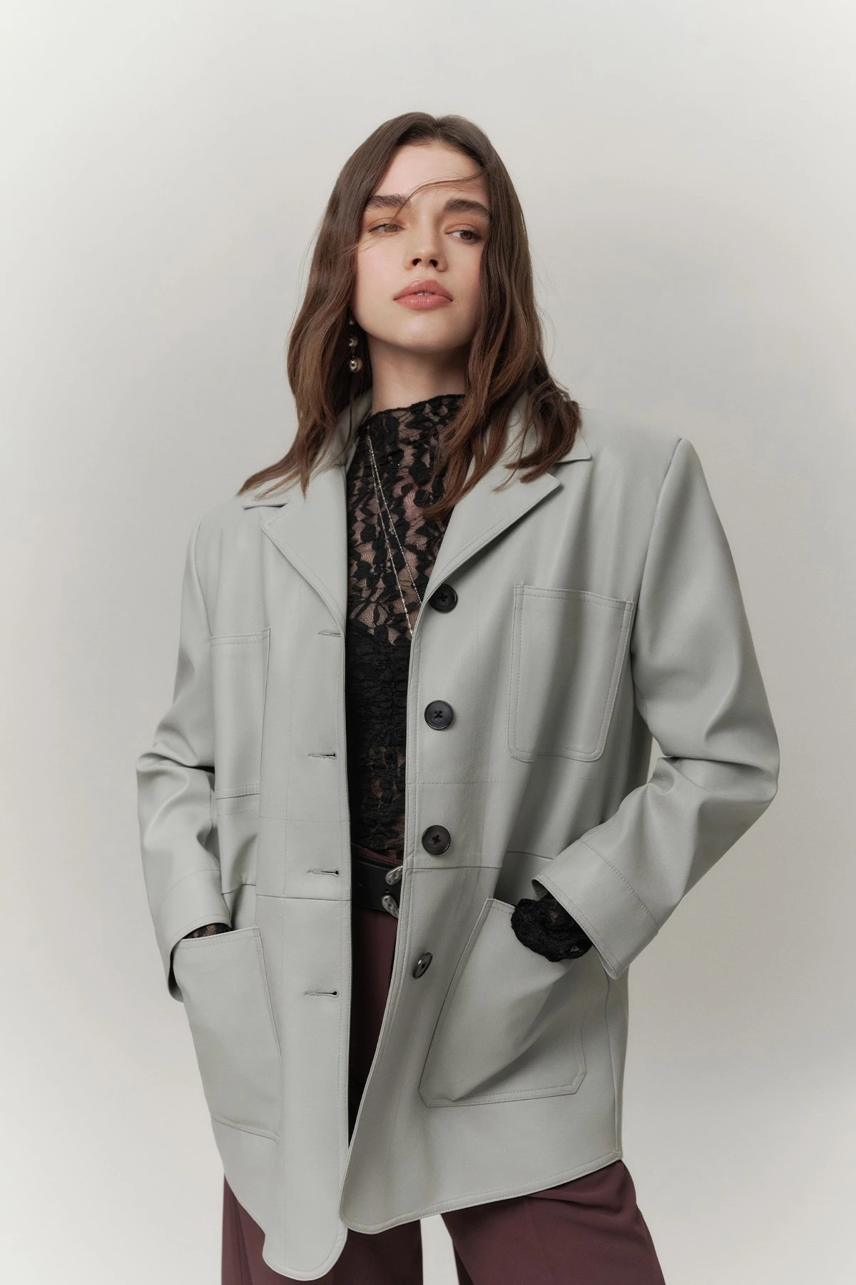 RETRO DERİ CEKET MAVİ