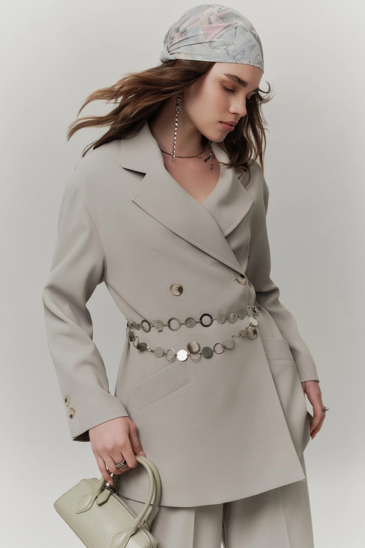 DÖKÜMLÜ KEMERLİ CEKET SOFT YEŞİL DÖKÜMLÜ KEMERLİ CEKET SOFT YEŞİL