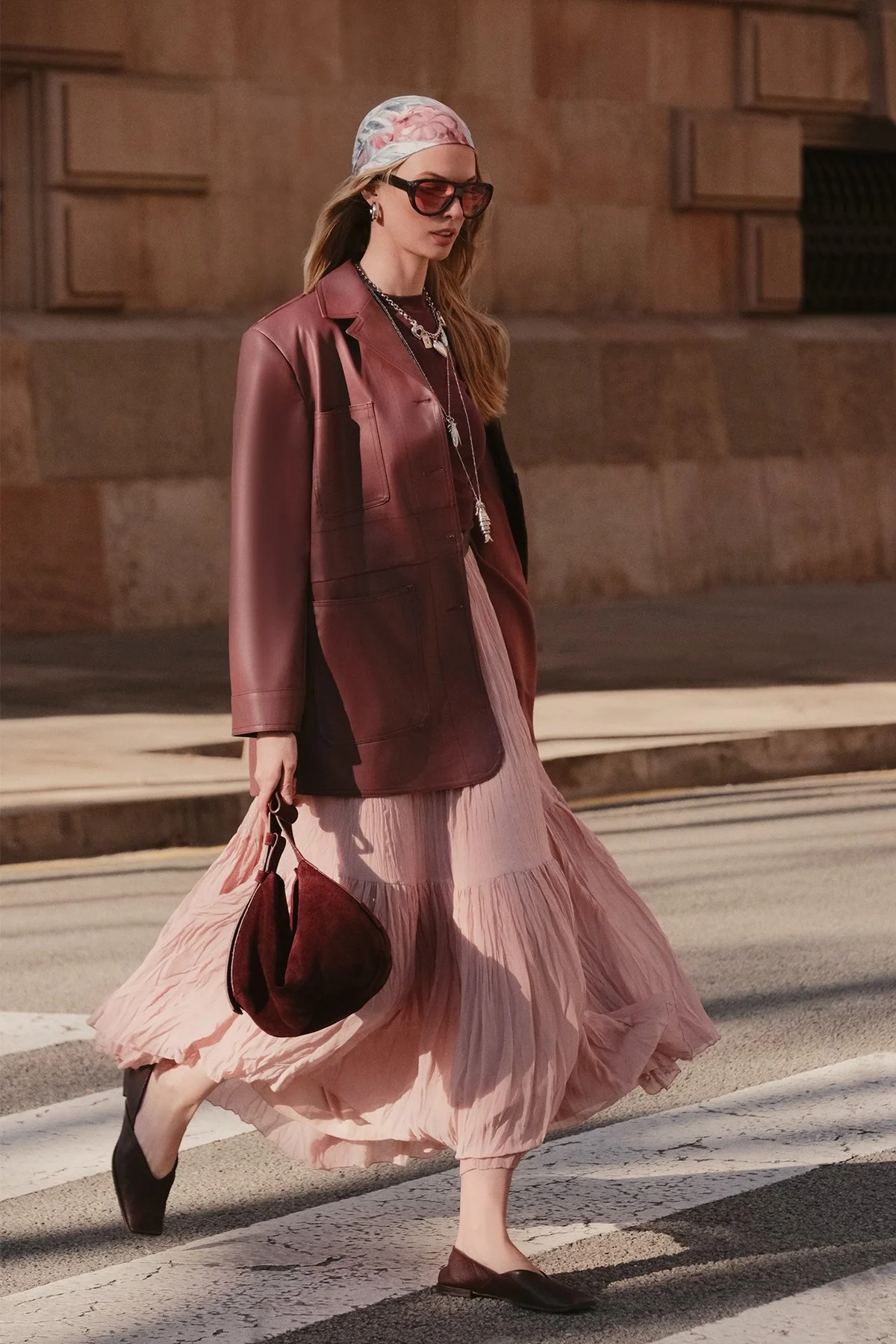 CRUSH PİLİSELİ UZUN ETEK PUDRA