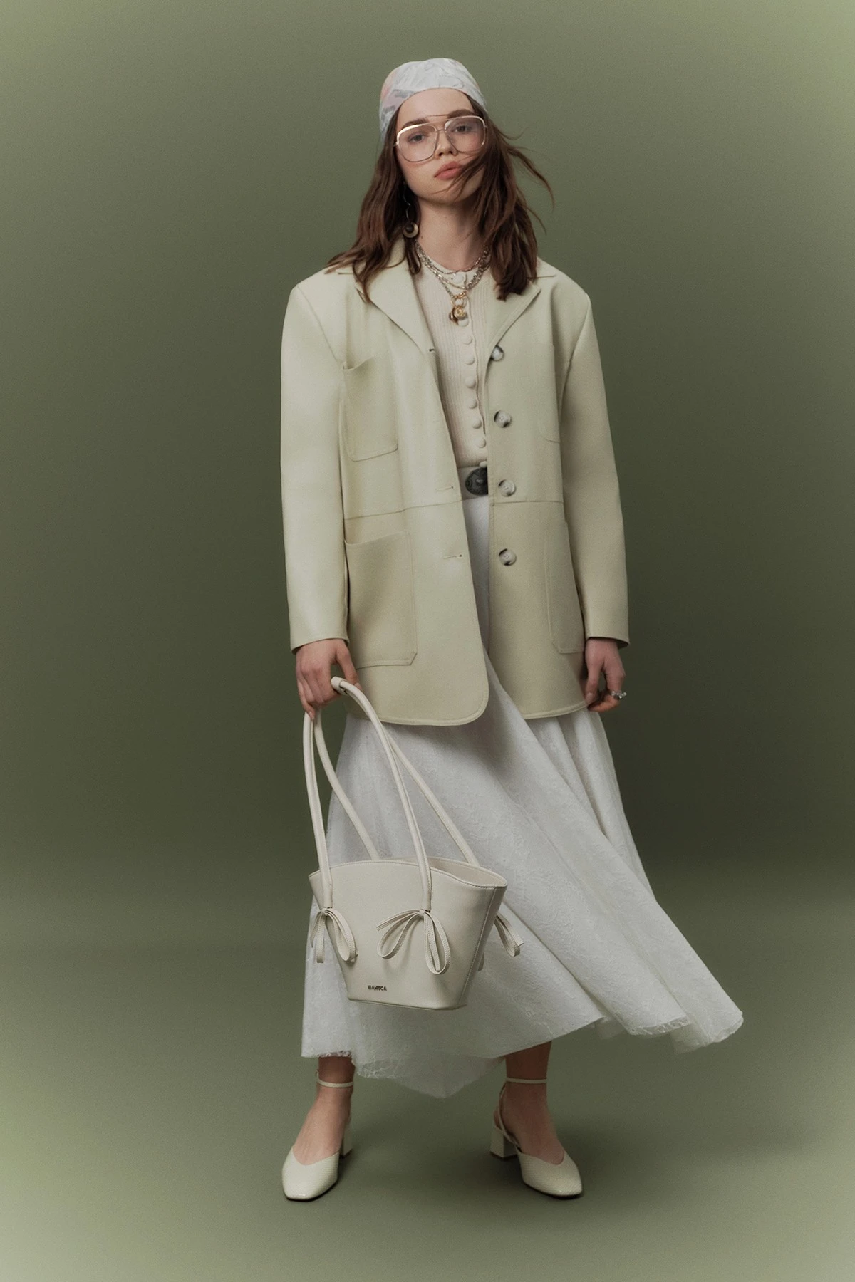 LACE WIDE SKIRT ECRU