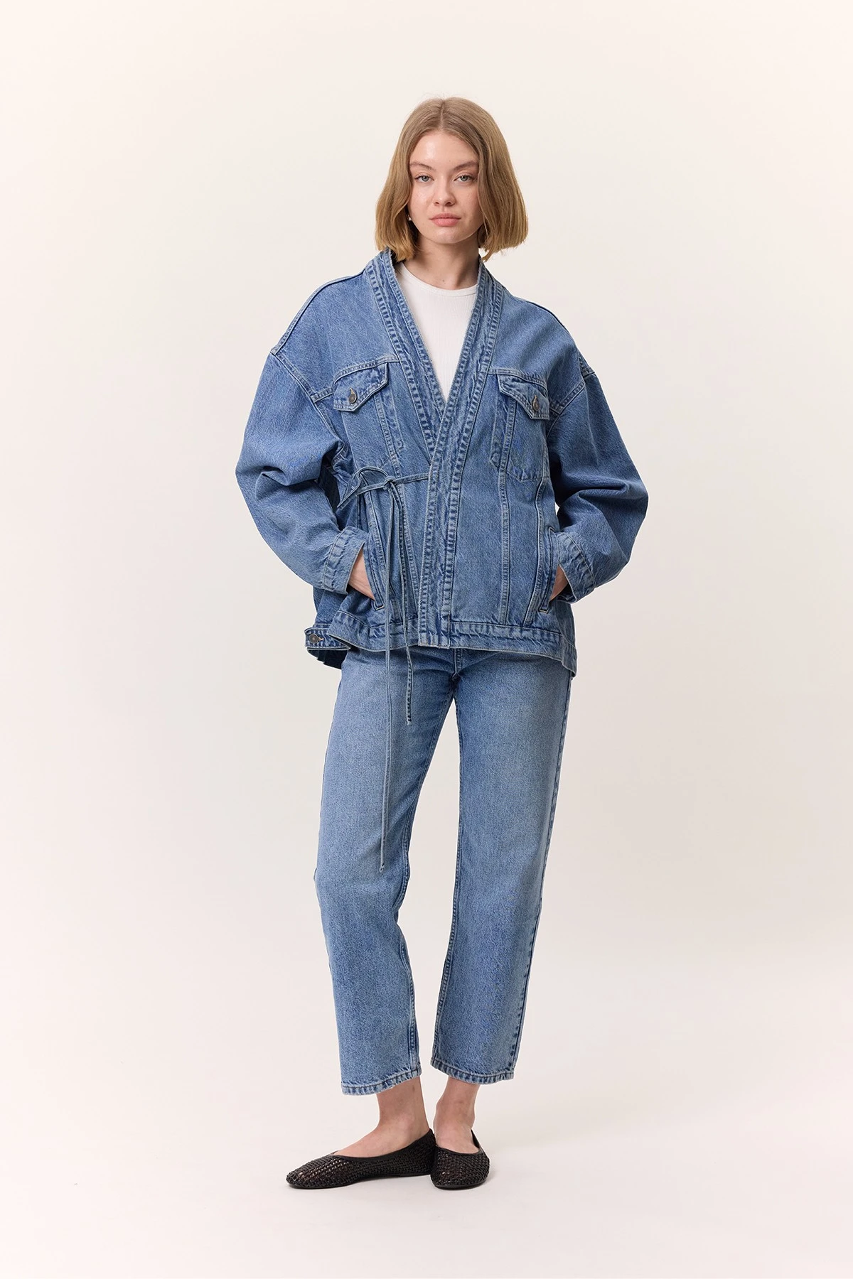 KIMONO STYLE DENIM JACKET BLUE