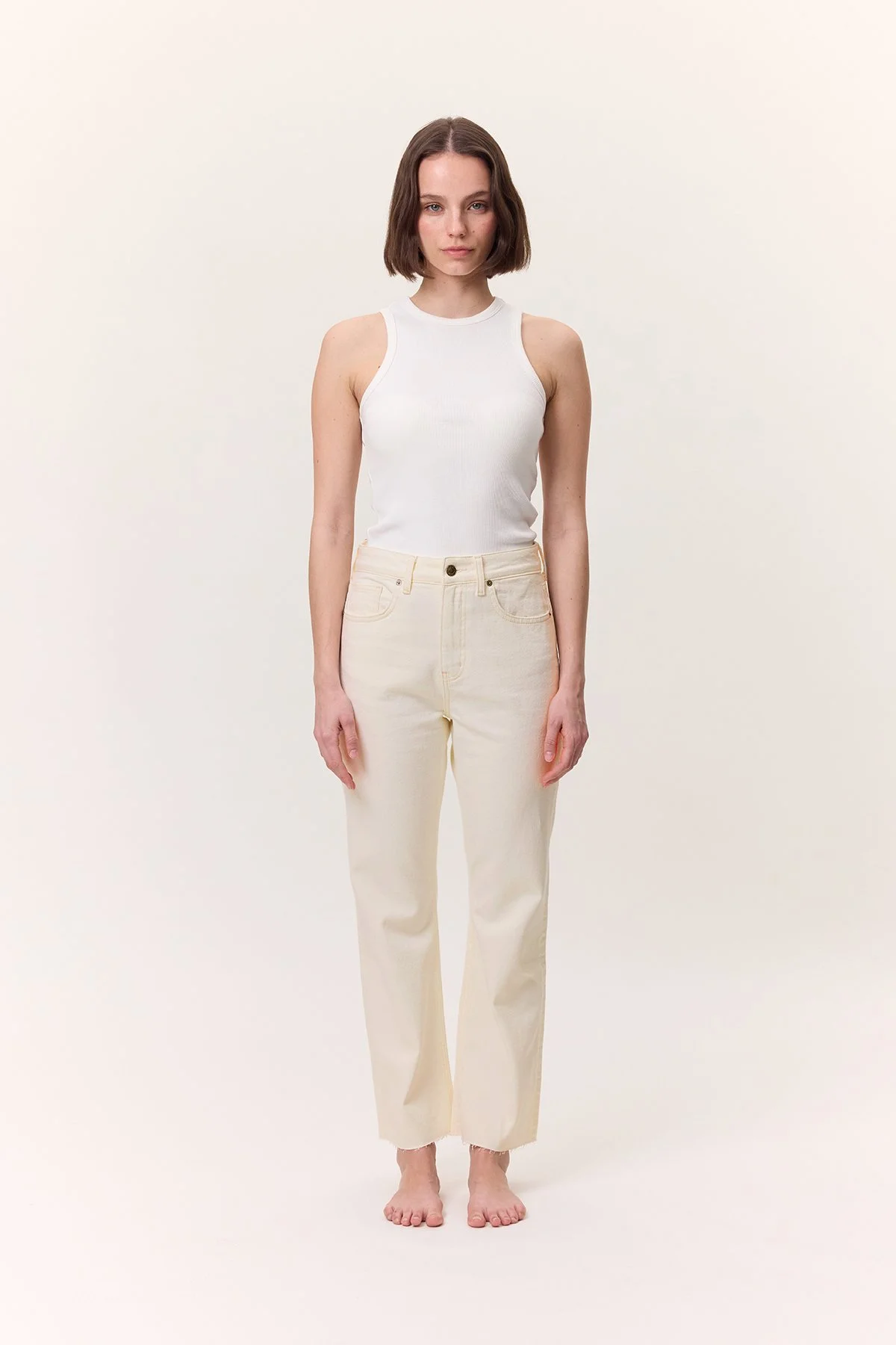 HIGH WAIST FLARE LEG JEANS ECRU HIGH WAIST FLARE LEG JEANS ECRU