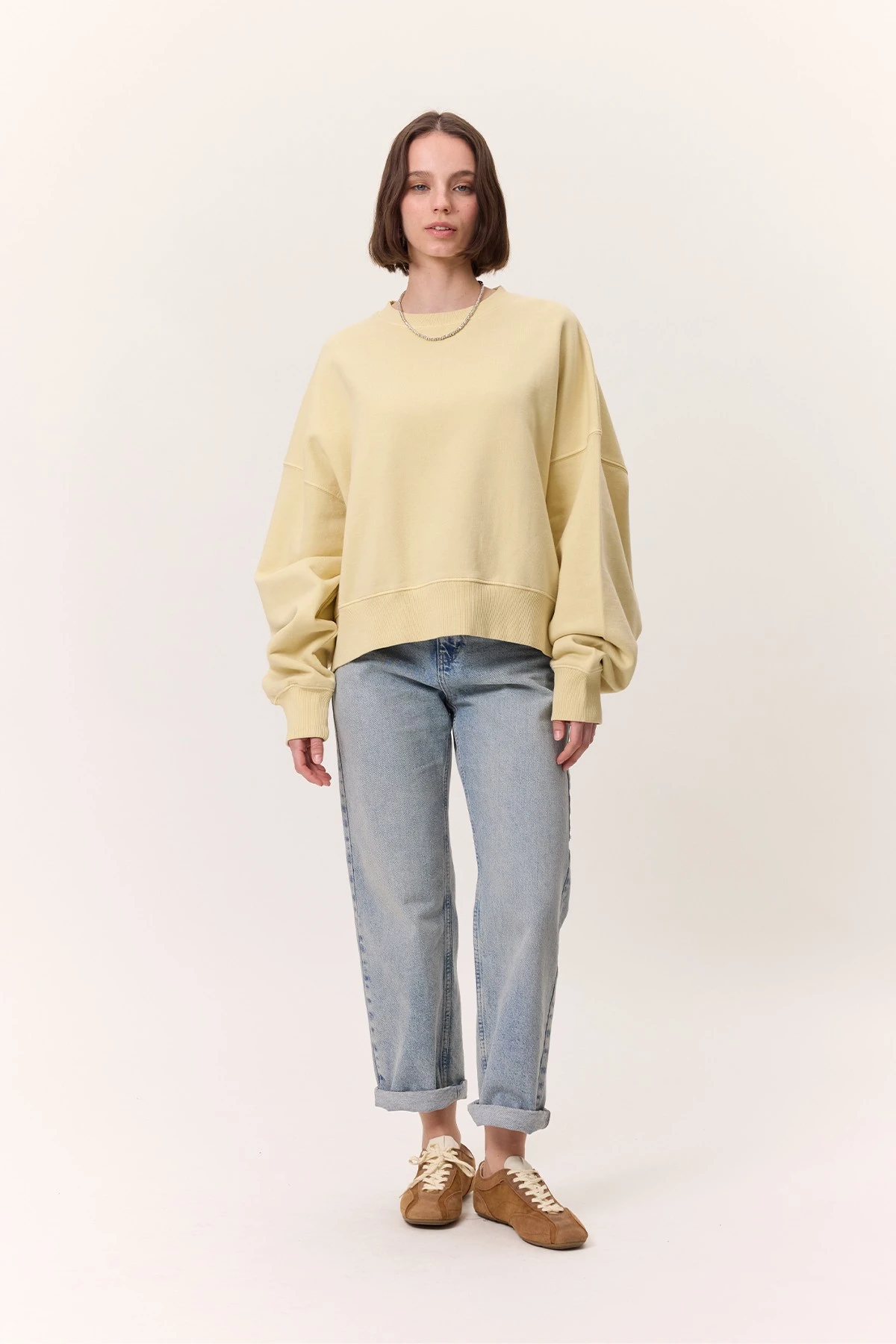 YIKAMA EFEKTLİ SWEATSHIRT SARI