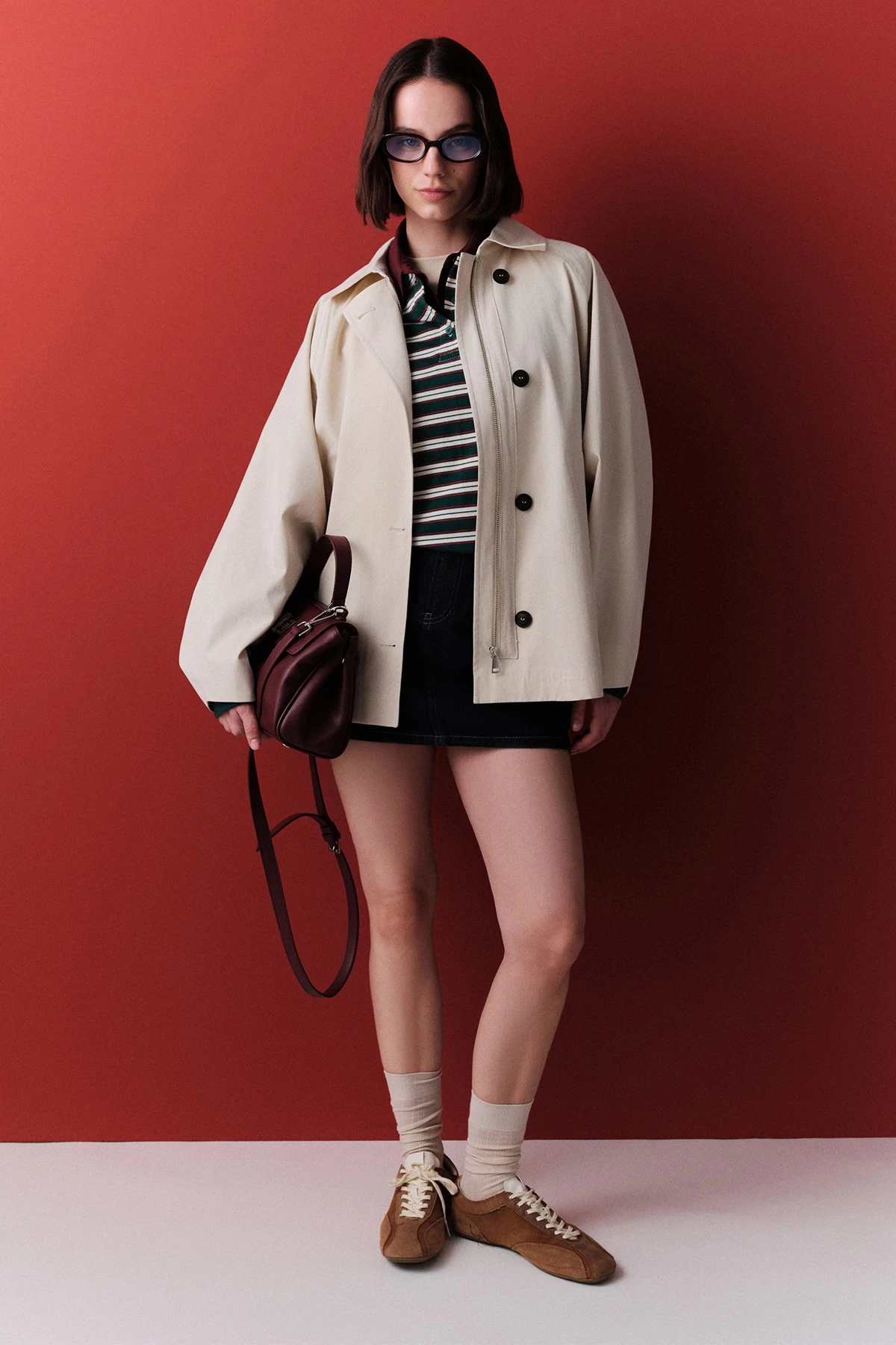 CAPE SLEEVE SHORT TRENCH COAT BUTTER CAPE SLEEVE SHORT TRENCH COAT BUTTER