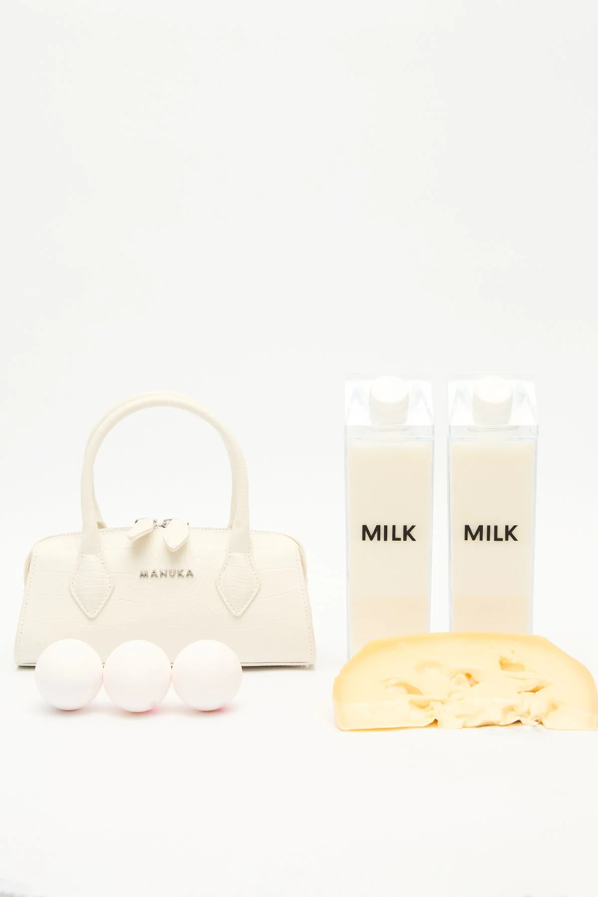 DOKULU DERİ MİNİ ÇANTA EKRU