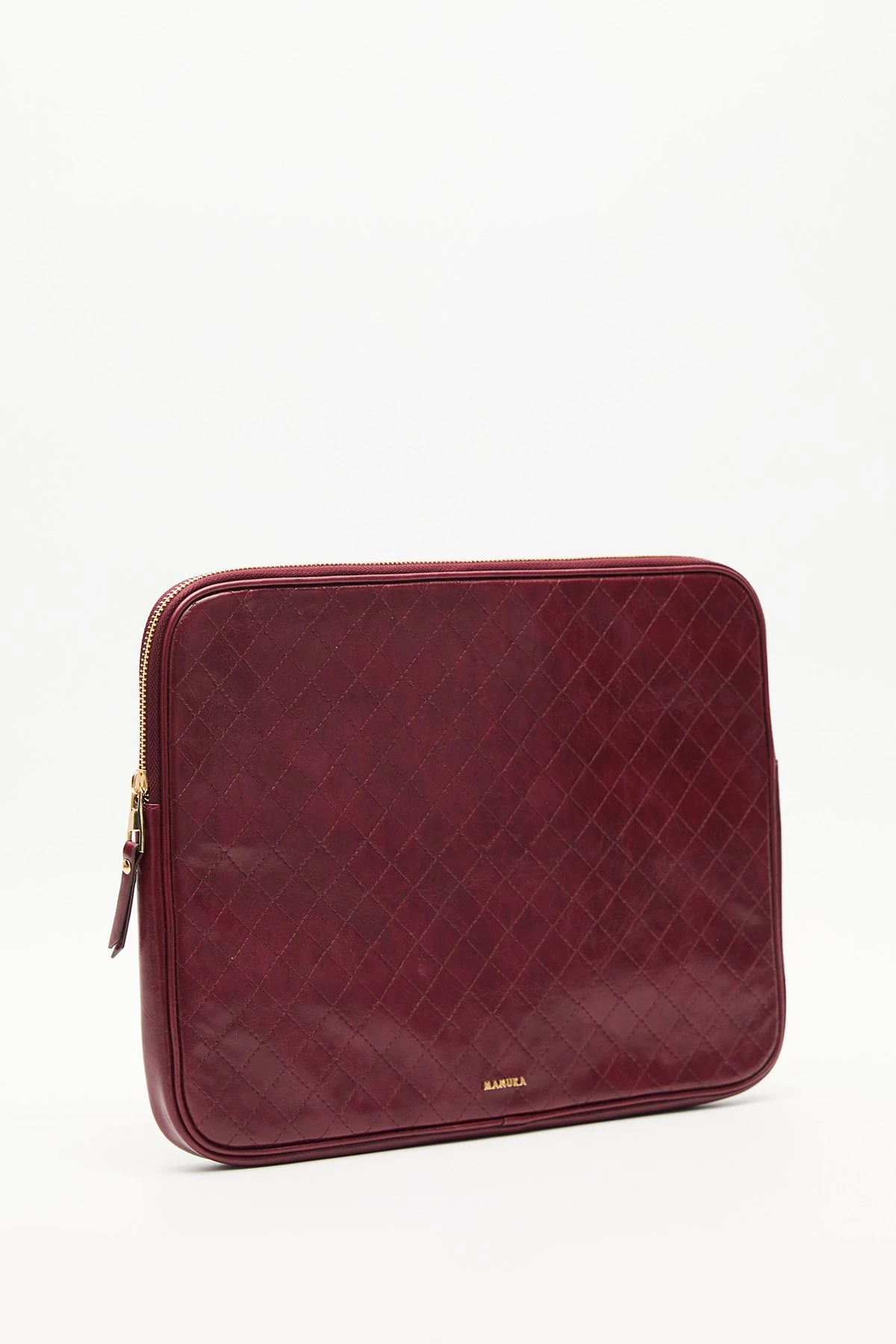 QUILTED LAPTOP BAG CLARET RED