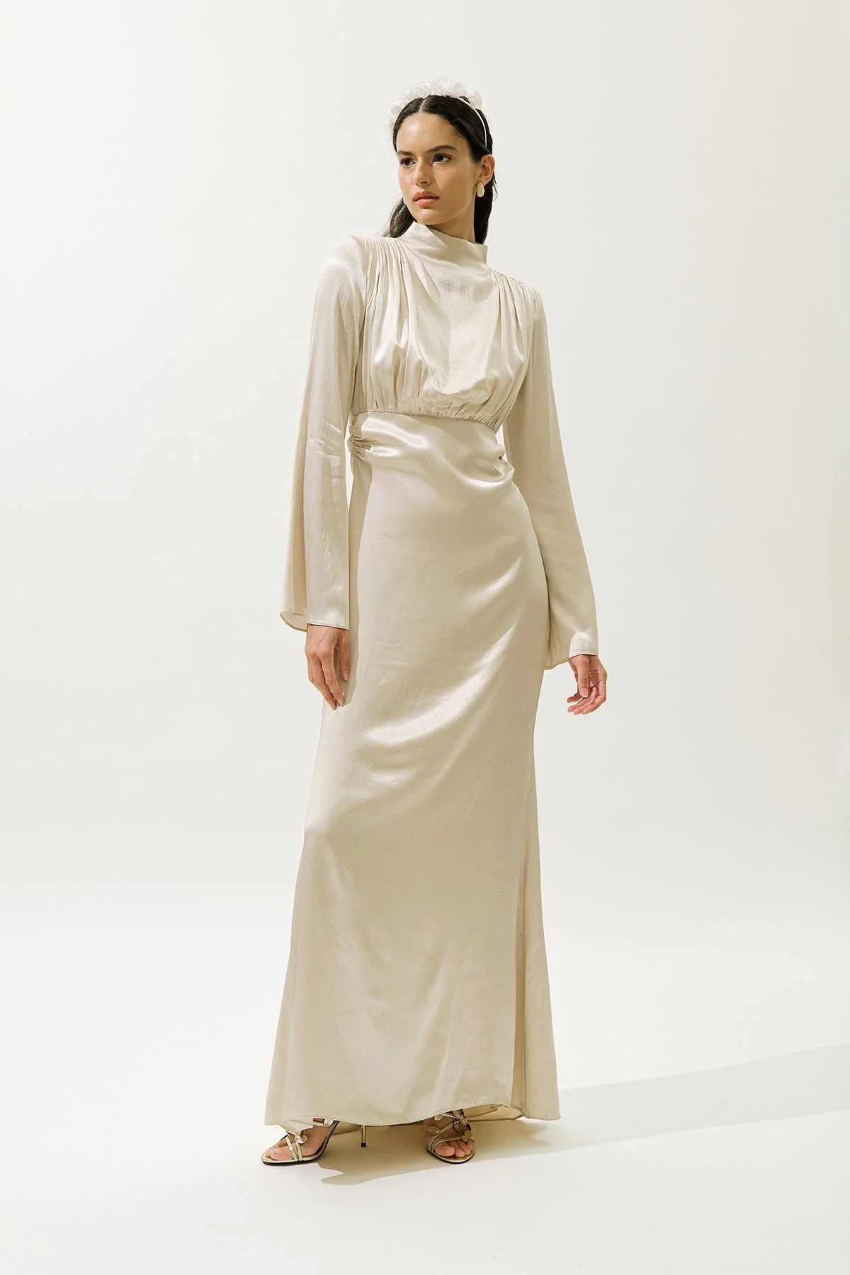 MILA TAŞLI ABİYE ELBİSE BEJ MILA TAŞLI ABİYE ELBİSE BEJ