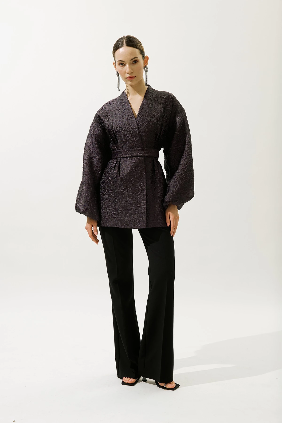 JAKAR ORGANZE KİMONO MOR