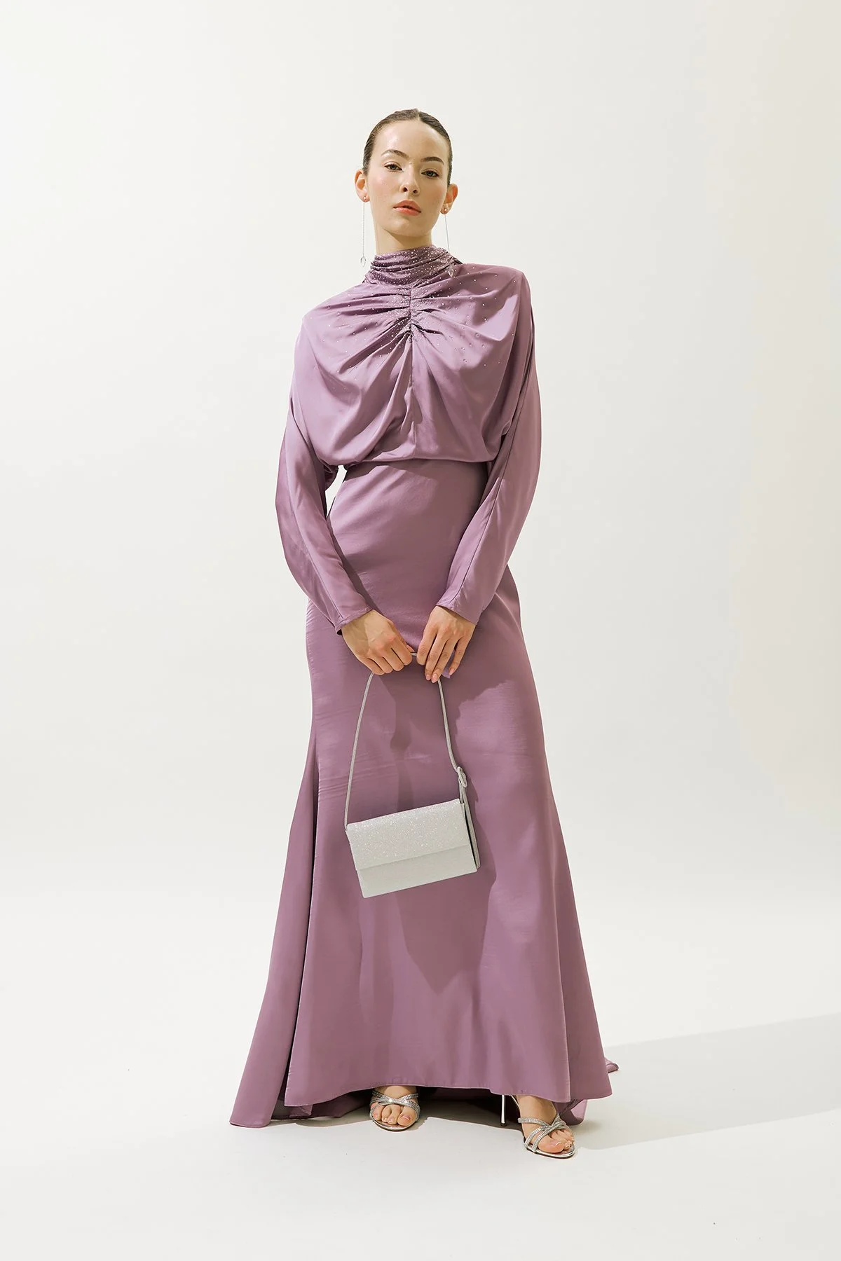 L'AMOUR TAŞLI ABİYE ELBİSE LİLA