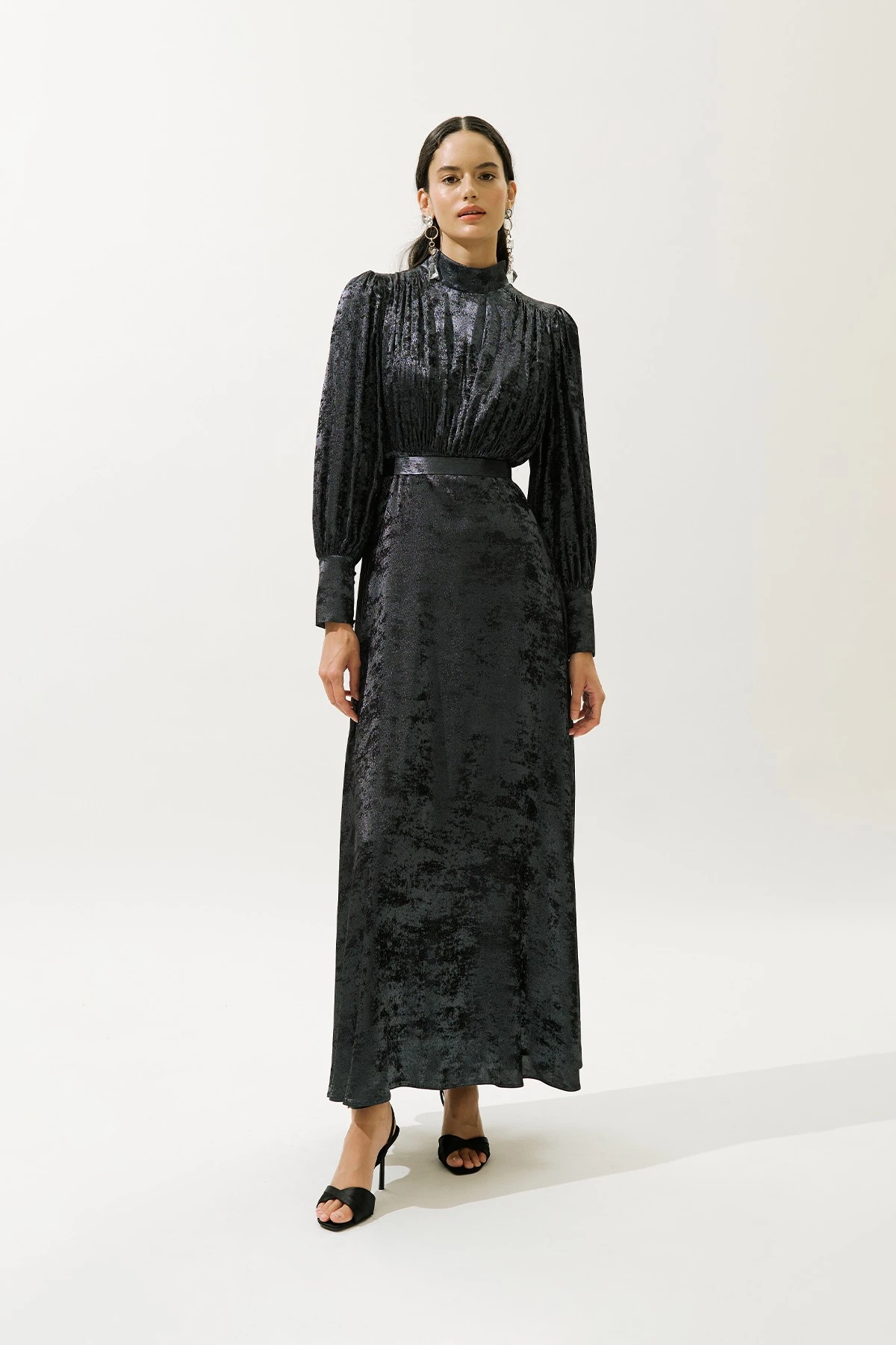 IŞILTILI ABİYE ELBİSE GECE MAVİSİ