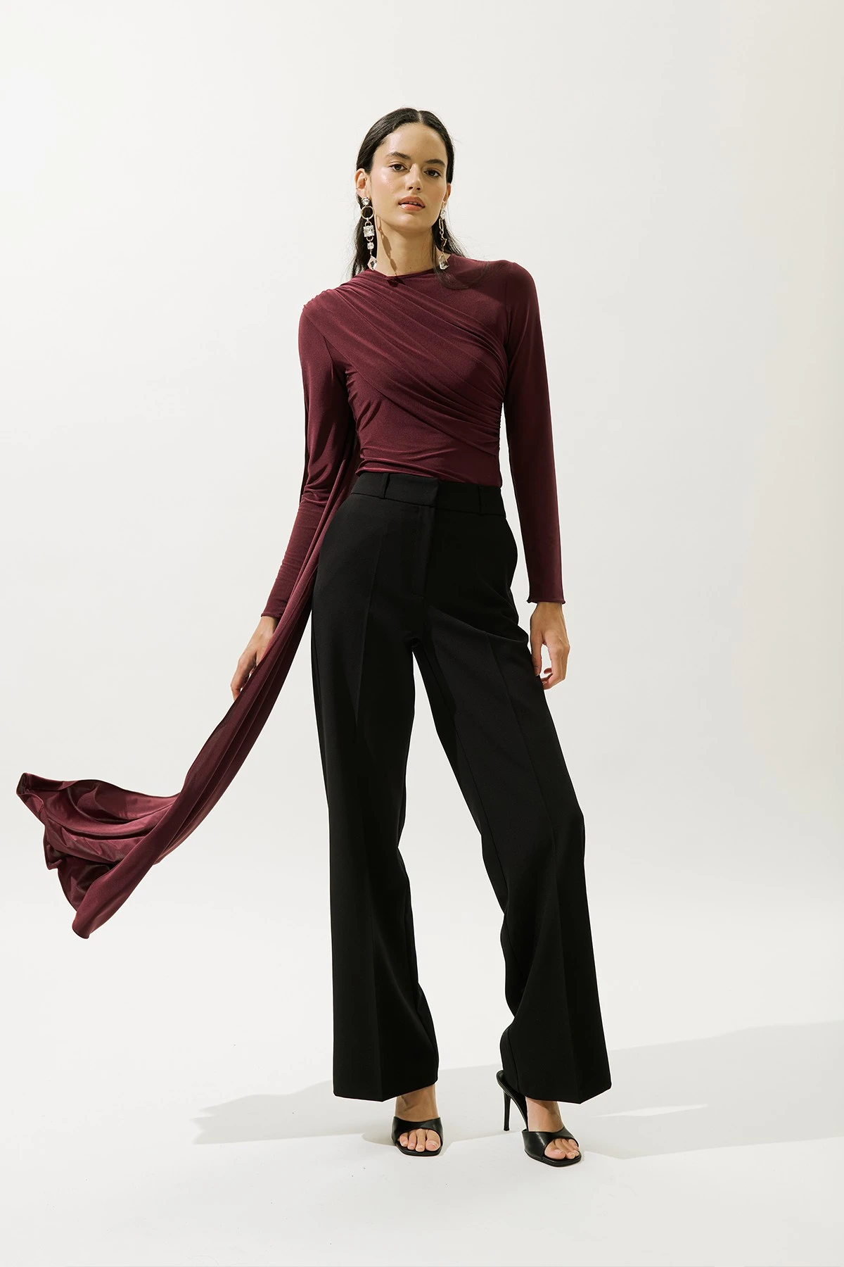 PELERİN DETAYLI BLUZ BORDO