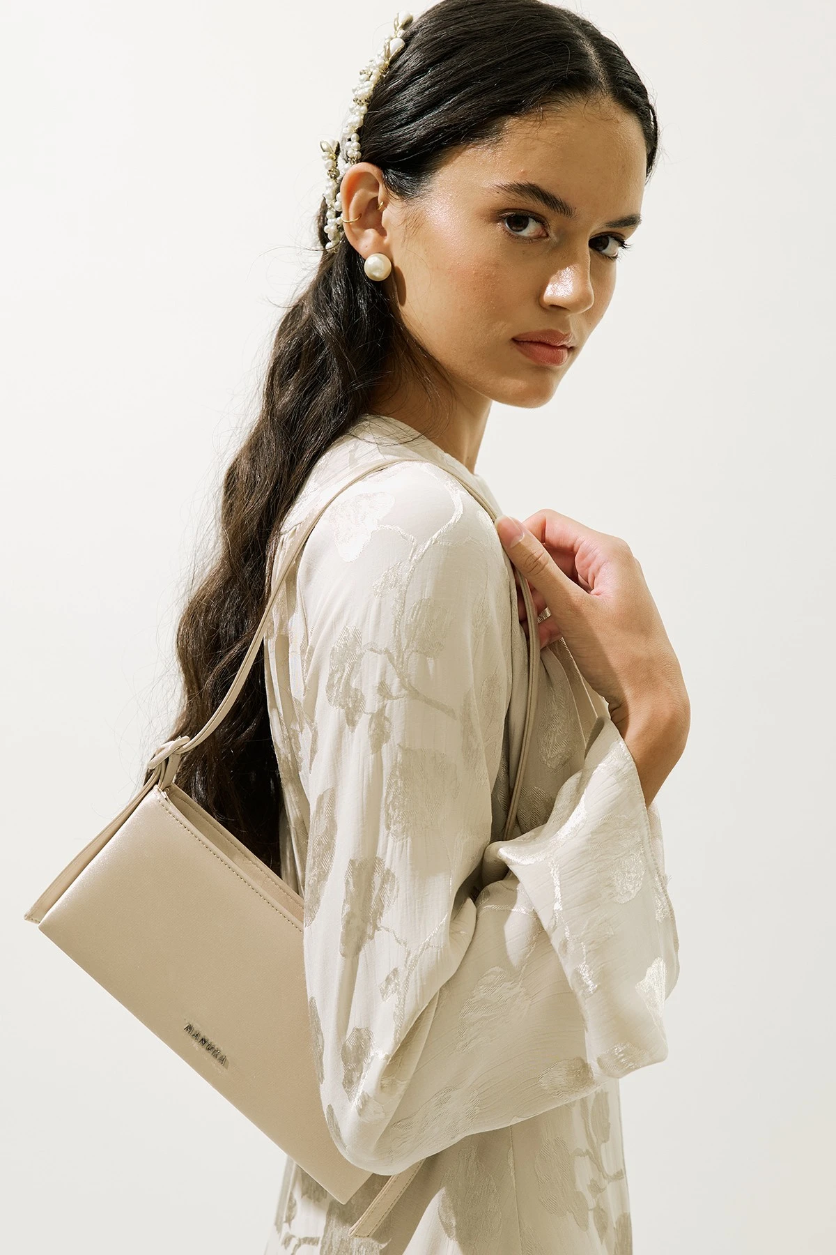 SATEN MİNİ BAGET ABİYE ÇANTA GOLD