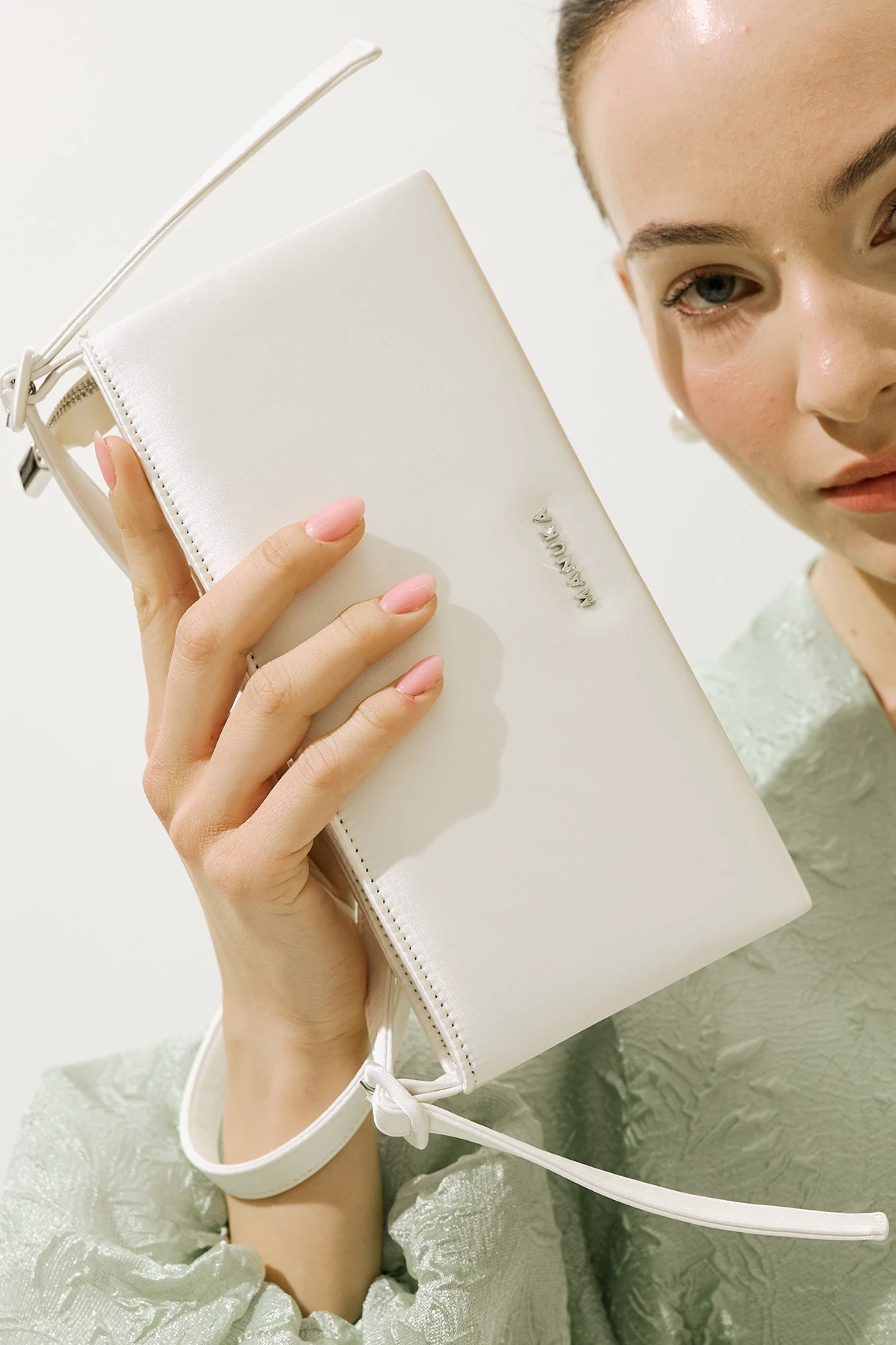 SATEN MİNİ BAGET ABİYE ÇANTA EKRU