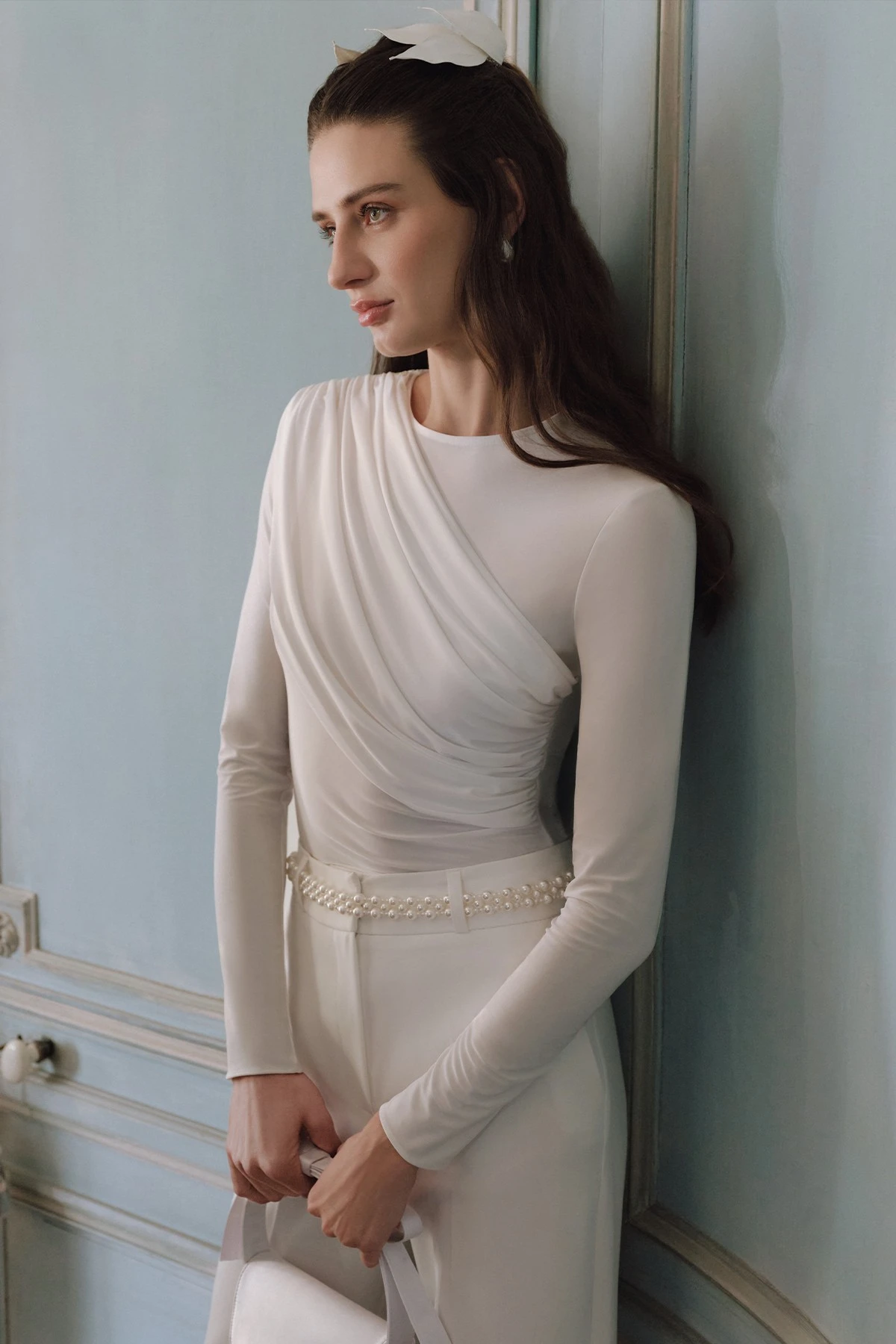 PELERİN DETAYLI BLUZ EKRU