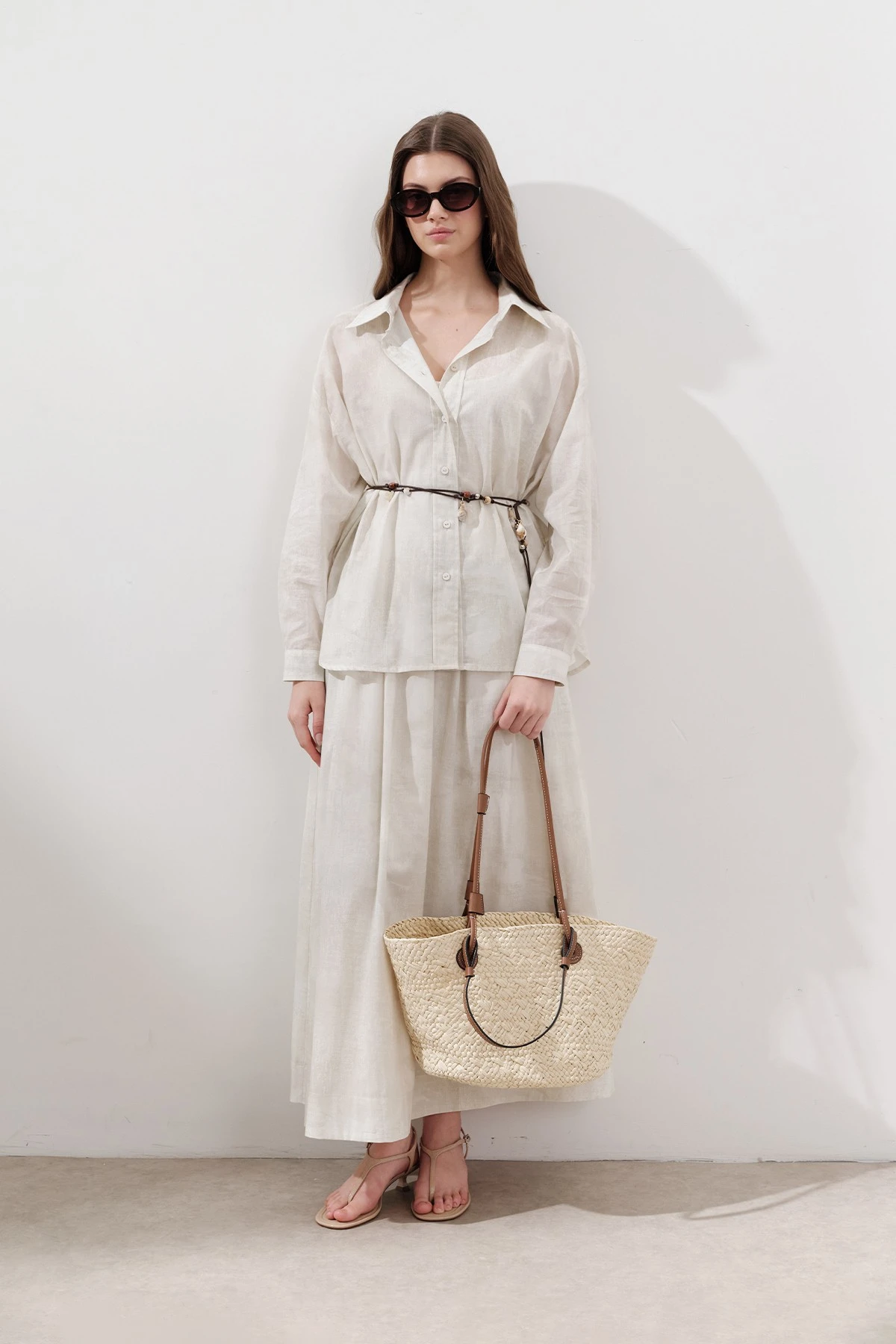 PATTERNED COTTON LIGHT SHIRT BEIGE