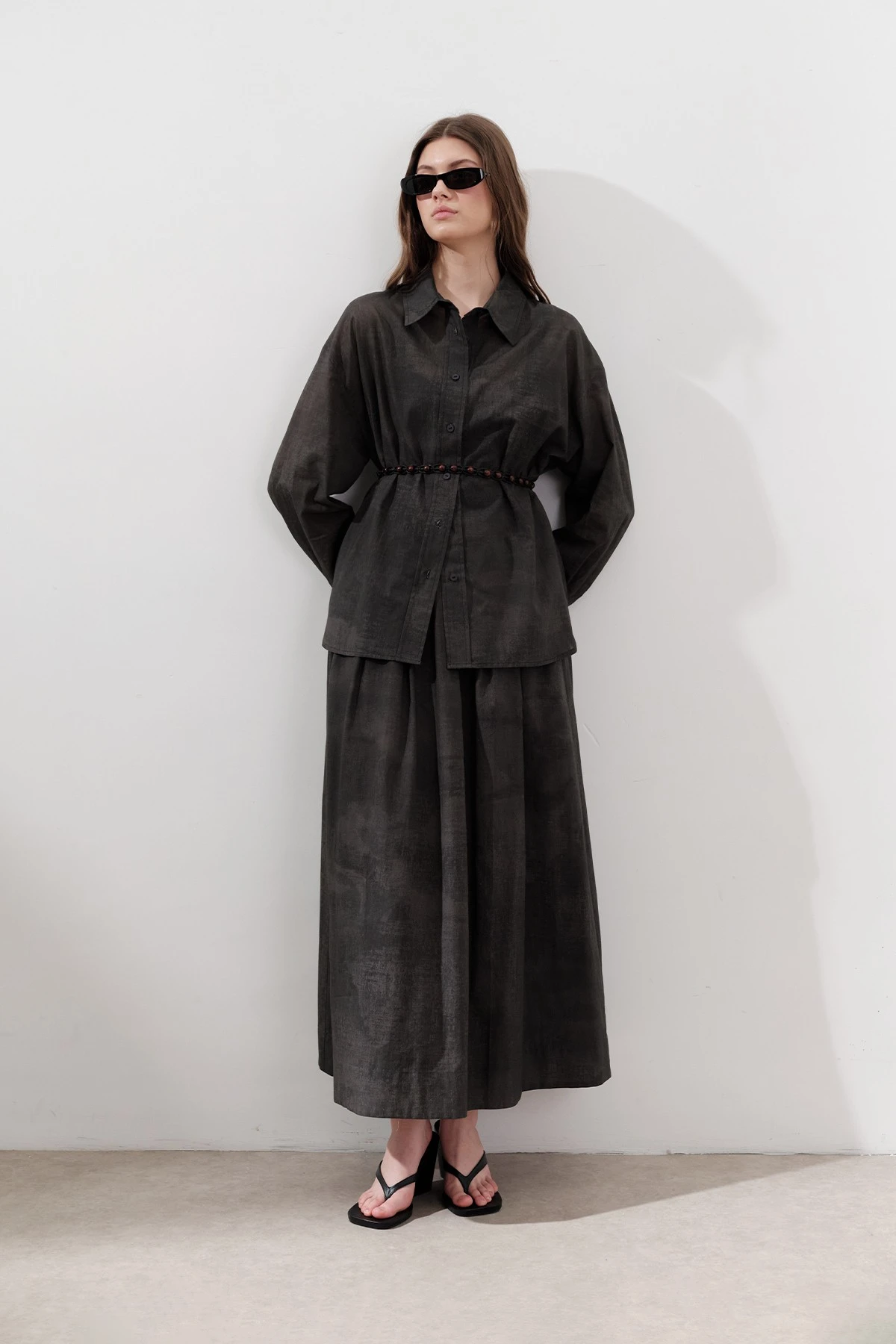 PATTERNED COTTON LIGHT SHIRT ANTHRACITE