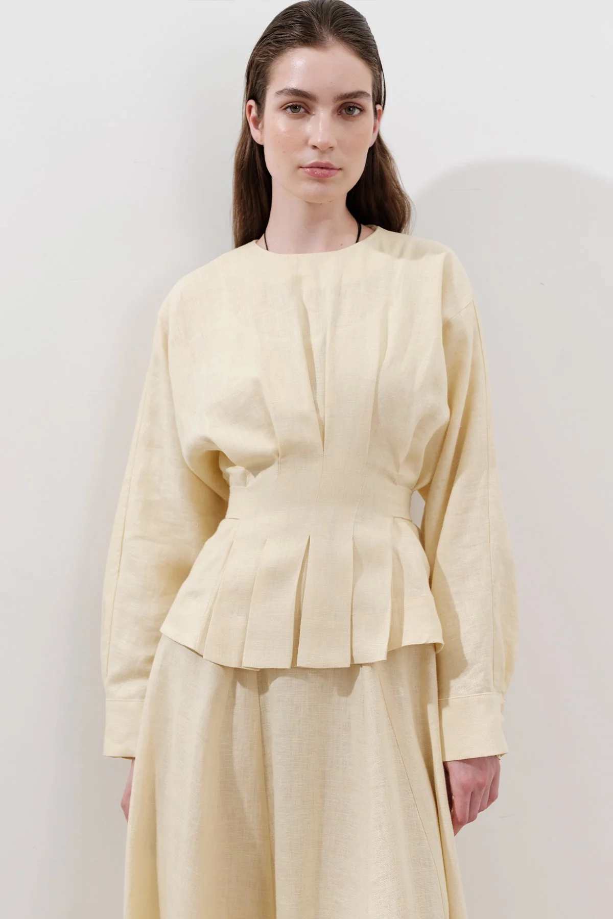 KETEN KRUVAZE BAĞLAMALI BLUZ SARI