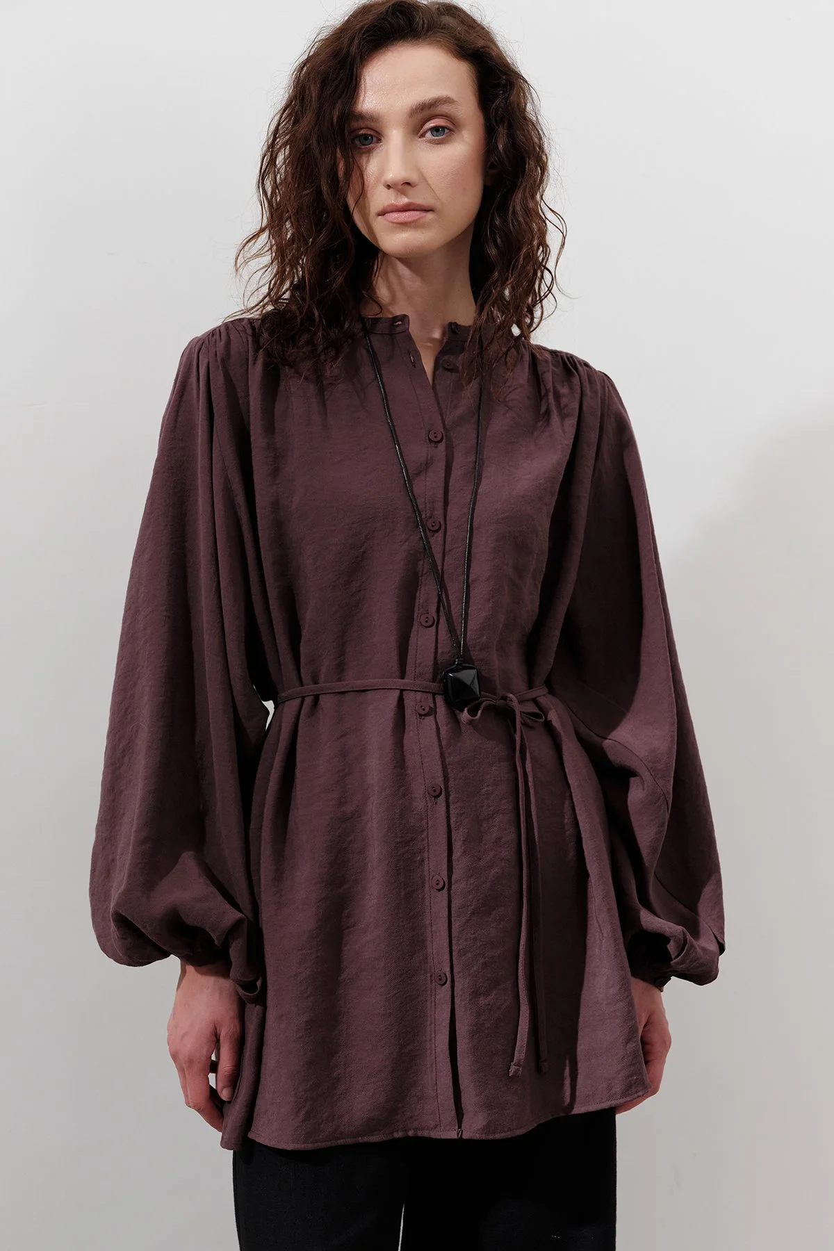 TENCEL BÜZGÜLÜ TUNİK MOR TENCEL BÜZGÜLÜ TUNİK MOR
