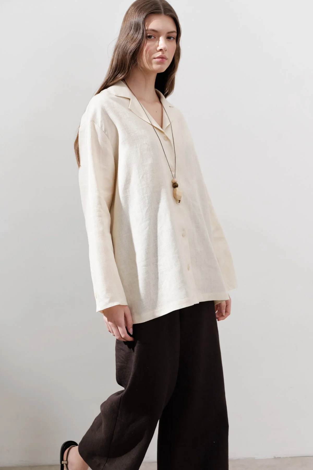 LINEN WIDE SLEEVE SHIRT VANILLA