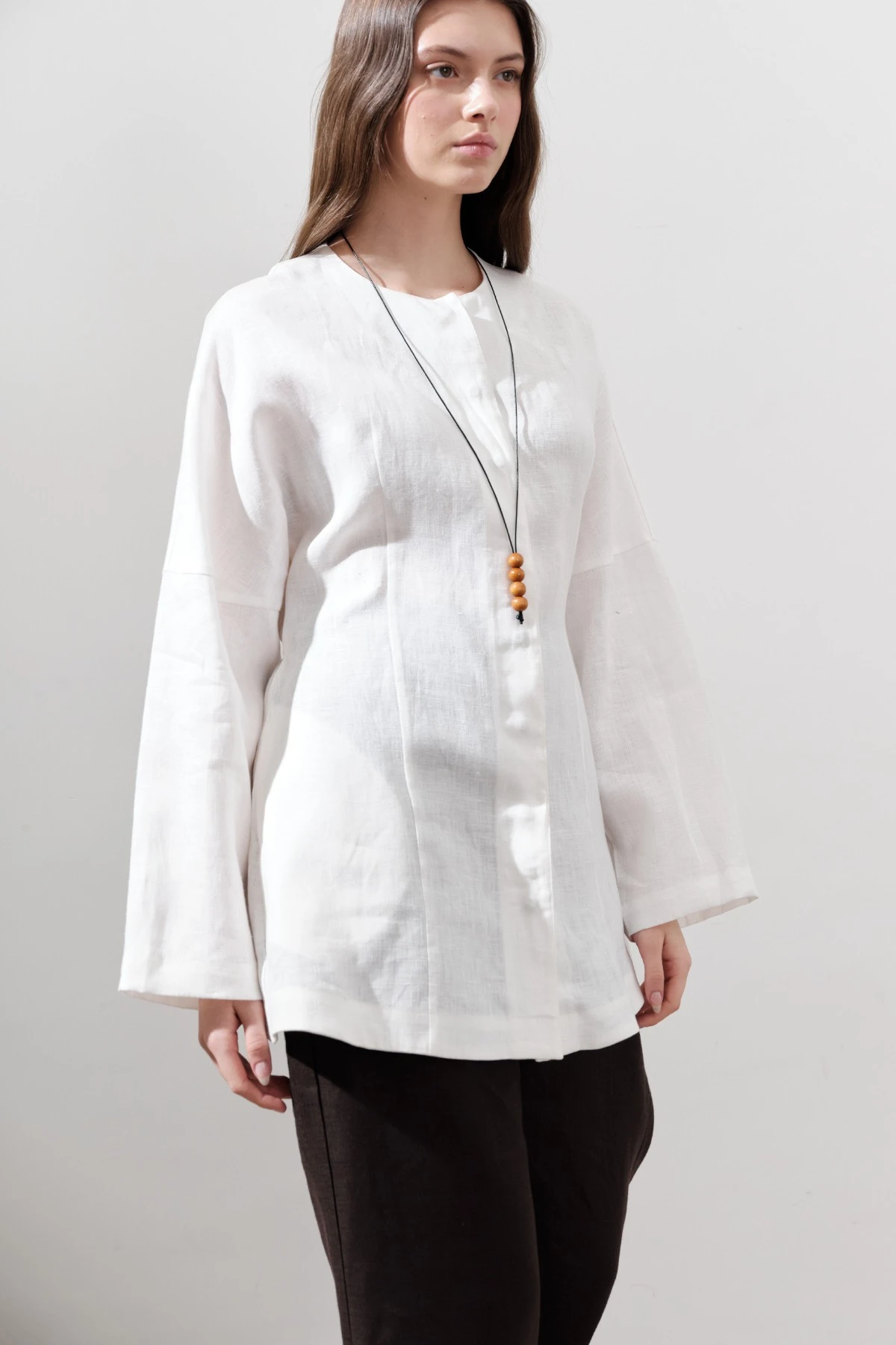 LINEN FITTED JACKET ECRU