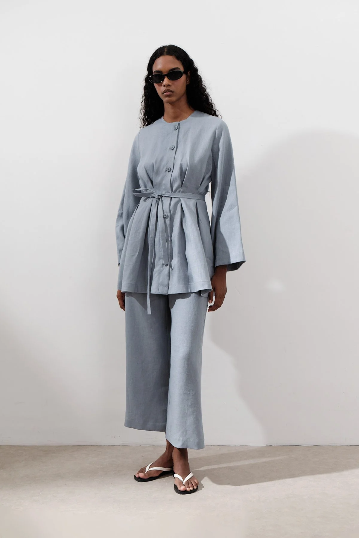 KETEN PENSLİ TUNİK MAVİ