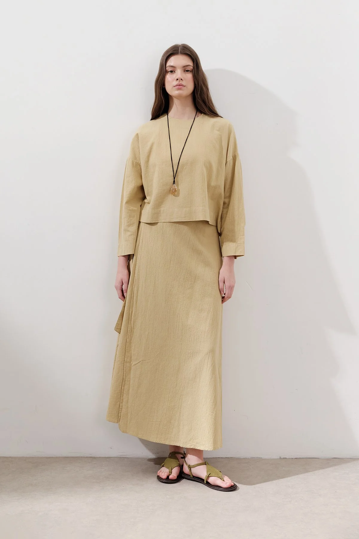 PAMUKLU BAĞLAMALI KRUVAZE ETEK SARI