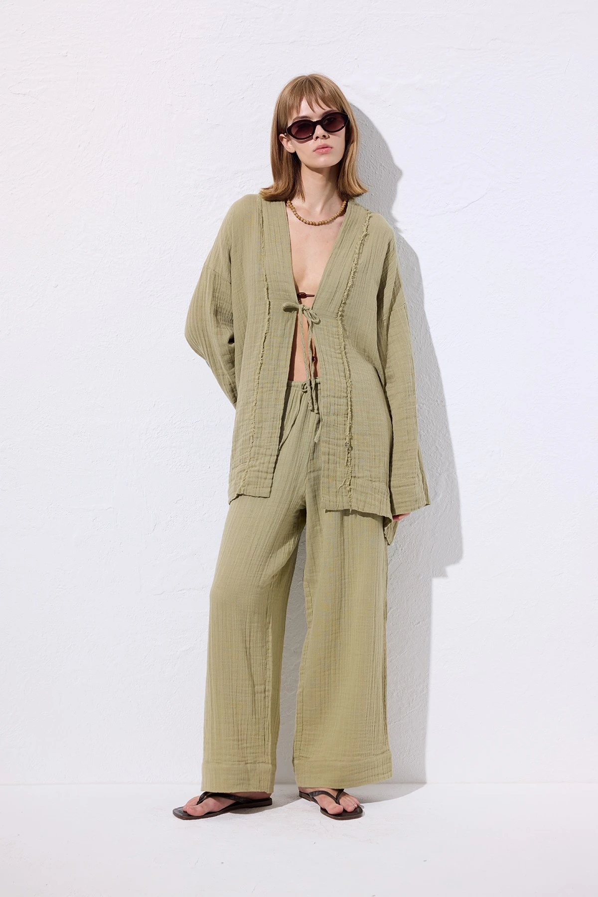 MÜSLİN GENİŞ KOLLU KİMONO ADAÇAYI