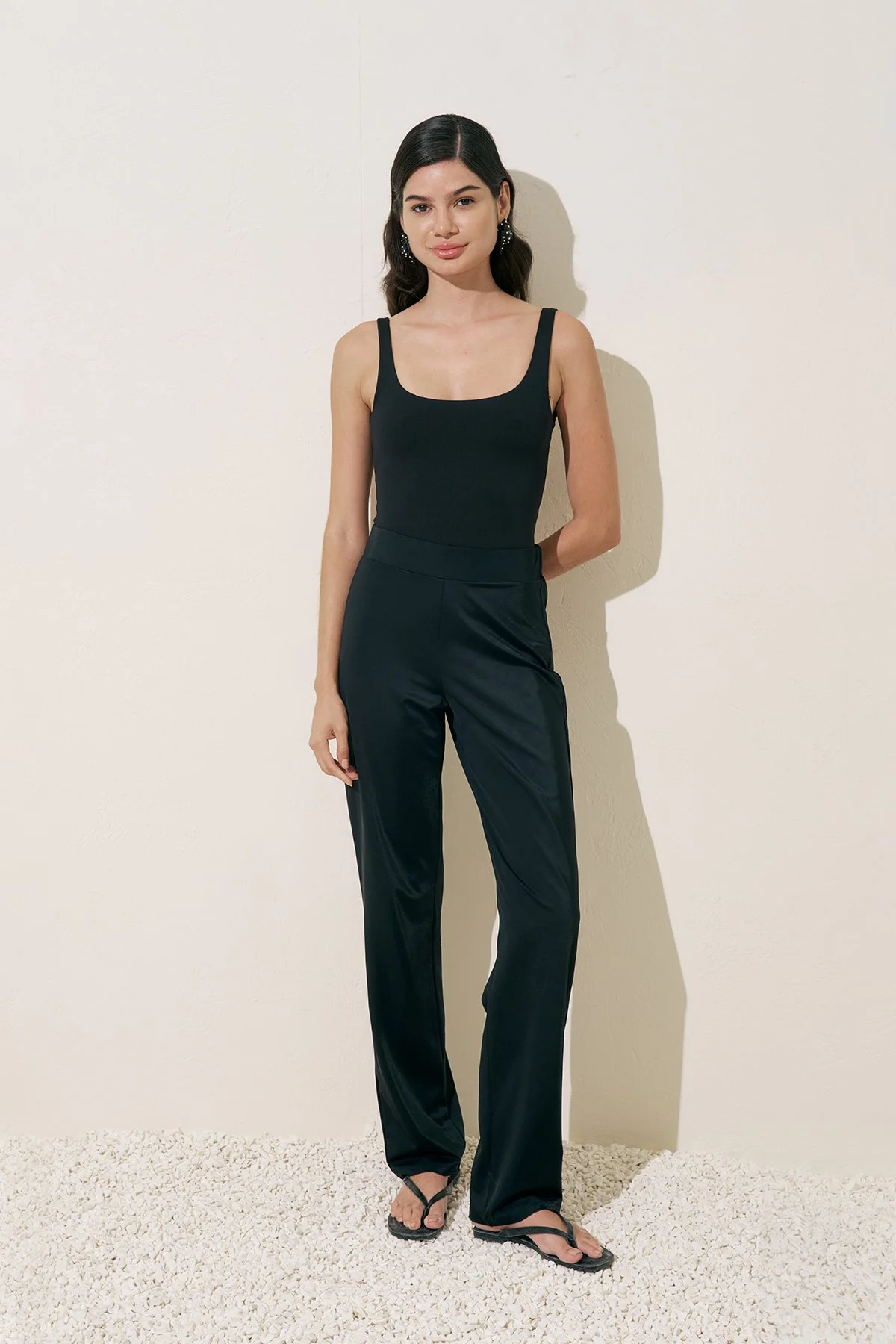 UZUN PAÇA TESETTÜR PANTOLON MAYO SİYAH